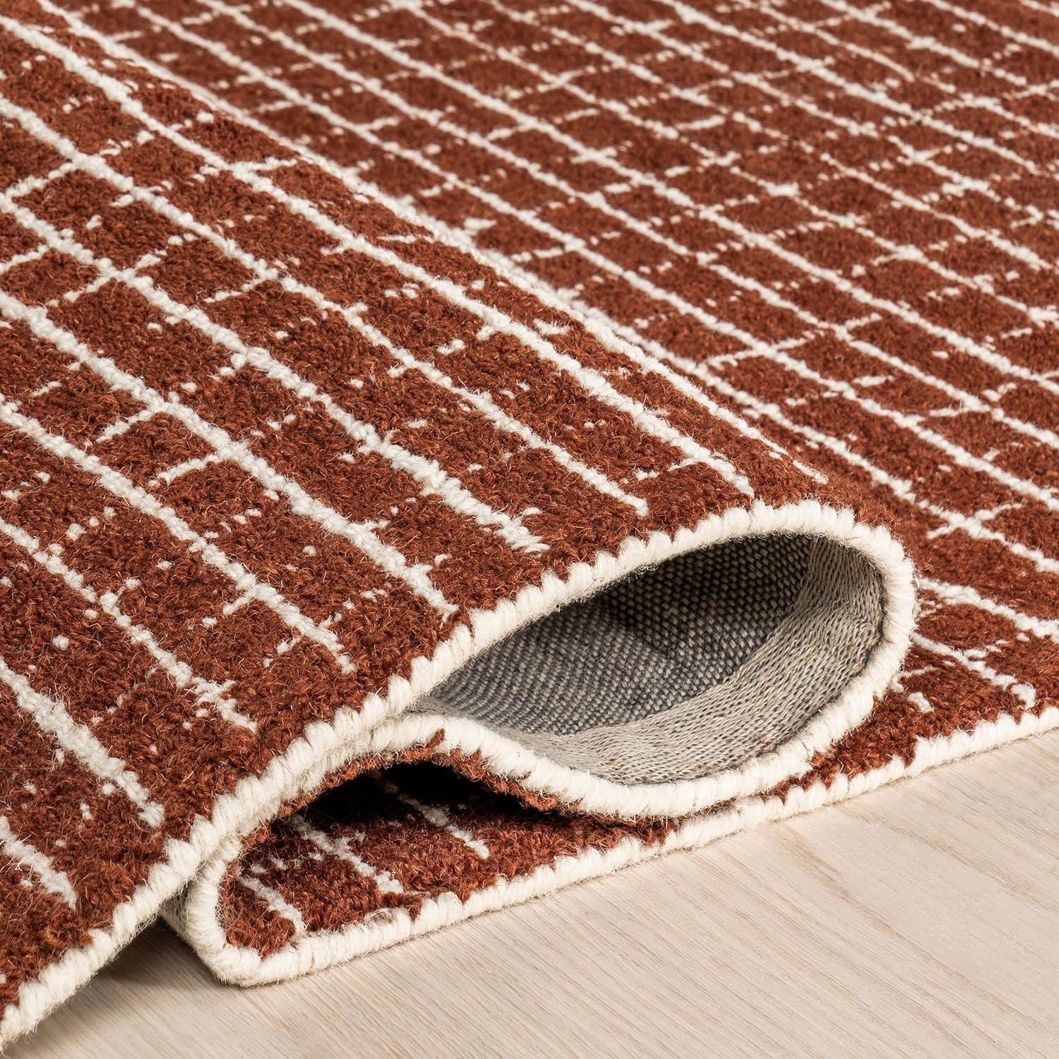 Nuloom Melrose Checked Wool Area Rug, 9' x 12', Chestnut