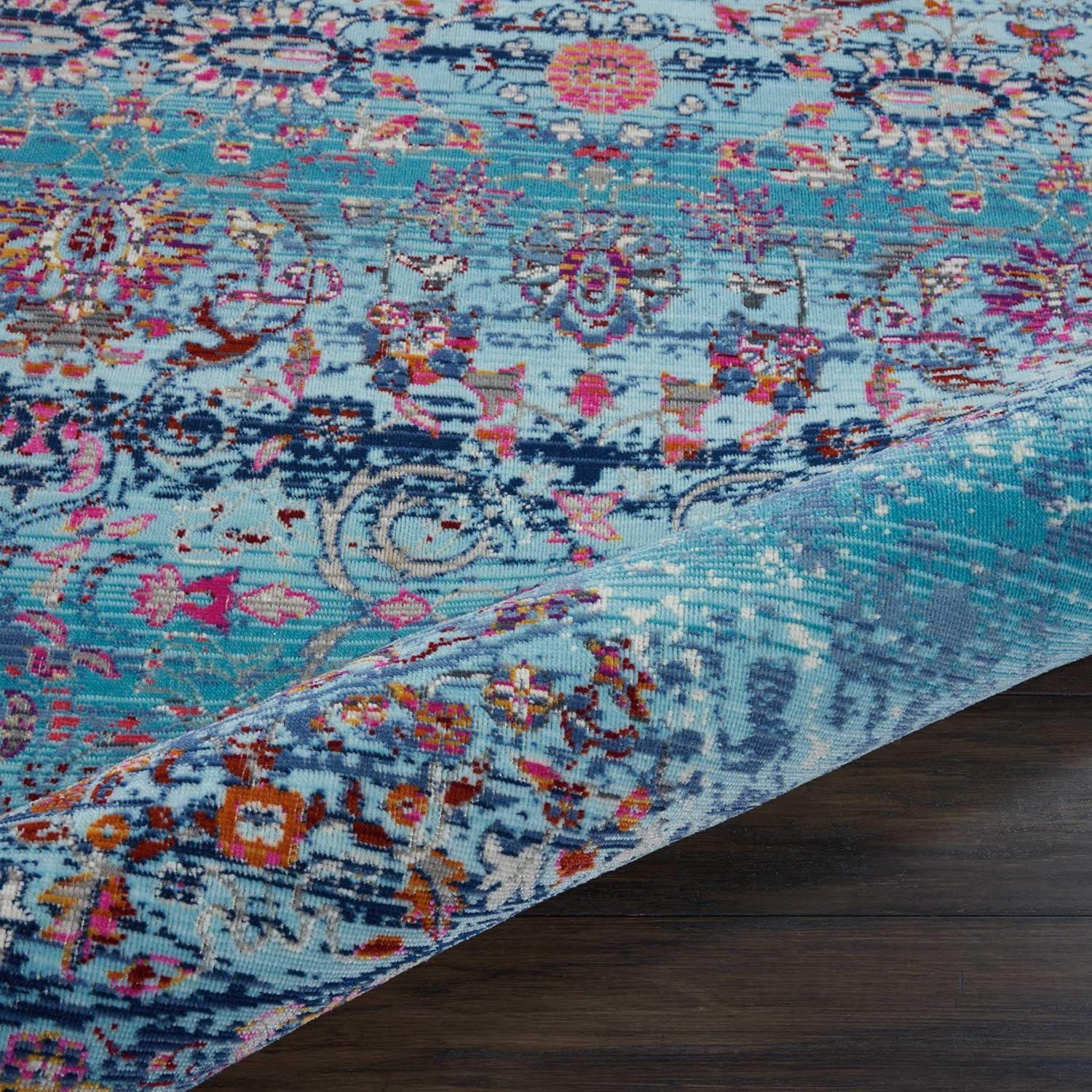 Nourison Vintage Kashan VKA02 Blue/White/Orange Indoor Area Rug - 5'3 x 7'10