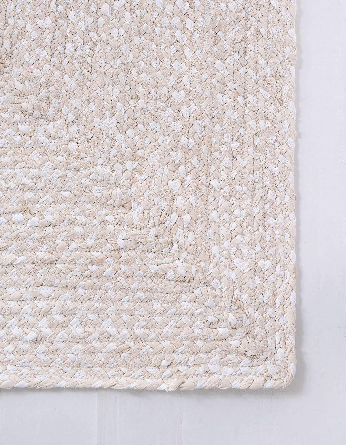 Unique Loom Braided Chindi Collection Area Rug - Layer (8' x 10' Rectangle Ivory/Beige)