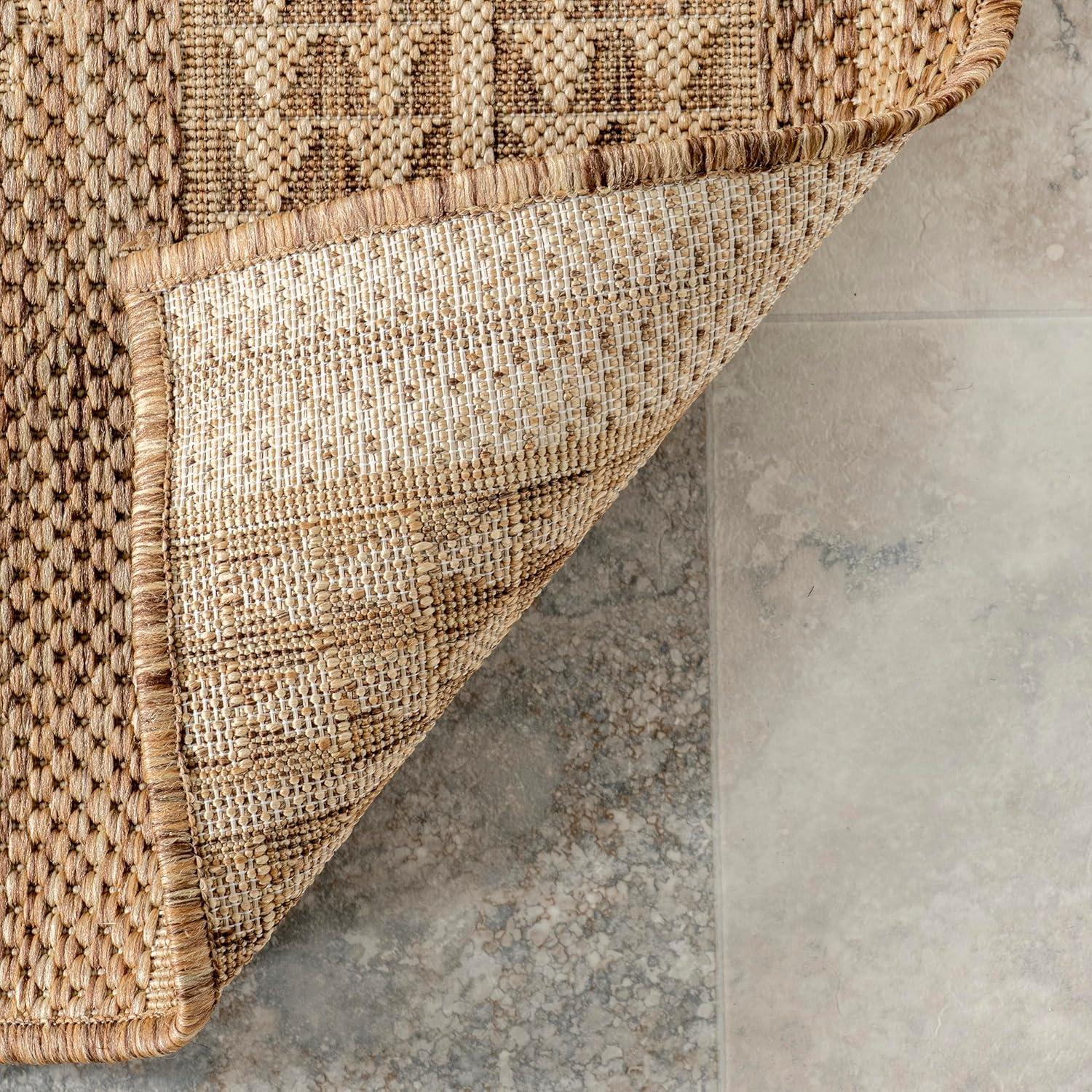 nuLOOM 10' x 12' Outdoor Geometric Area Rug, Stain Resistant, Weather Resistant, High Traffic, Patio, Balcony, Outside, Ranya Light Brown