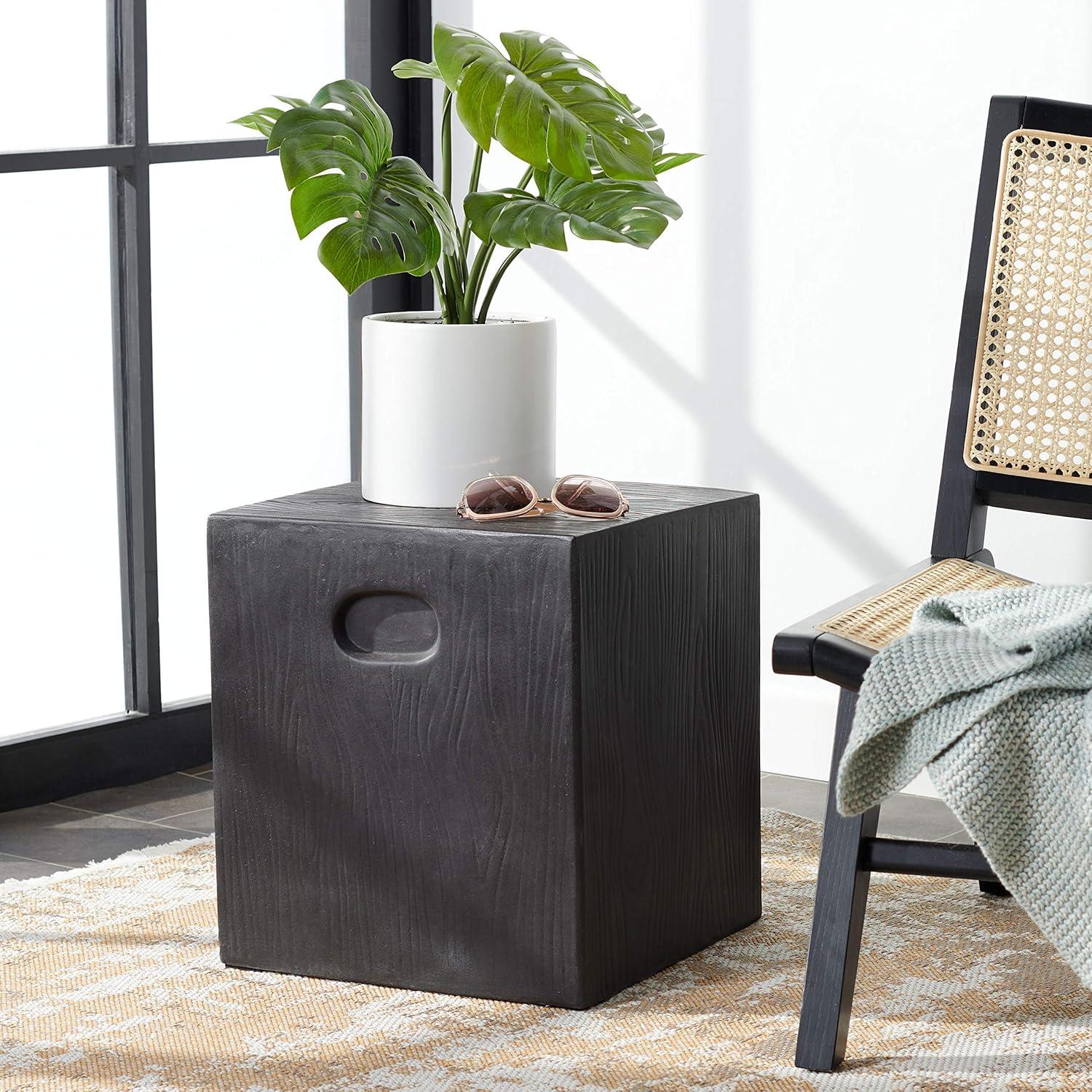 Cube Accent Stool - Indoor/Outdoor - VNN1003 - Black - Safavieh