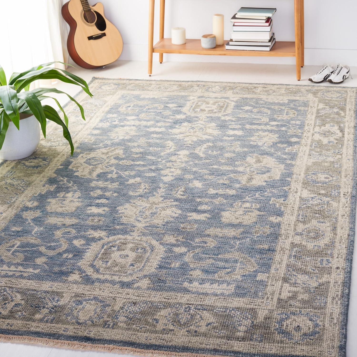 Samarkand SRK109 Hand Knotted Area Rug - Blue/Grey - 8'x10' - Safavieh.