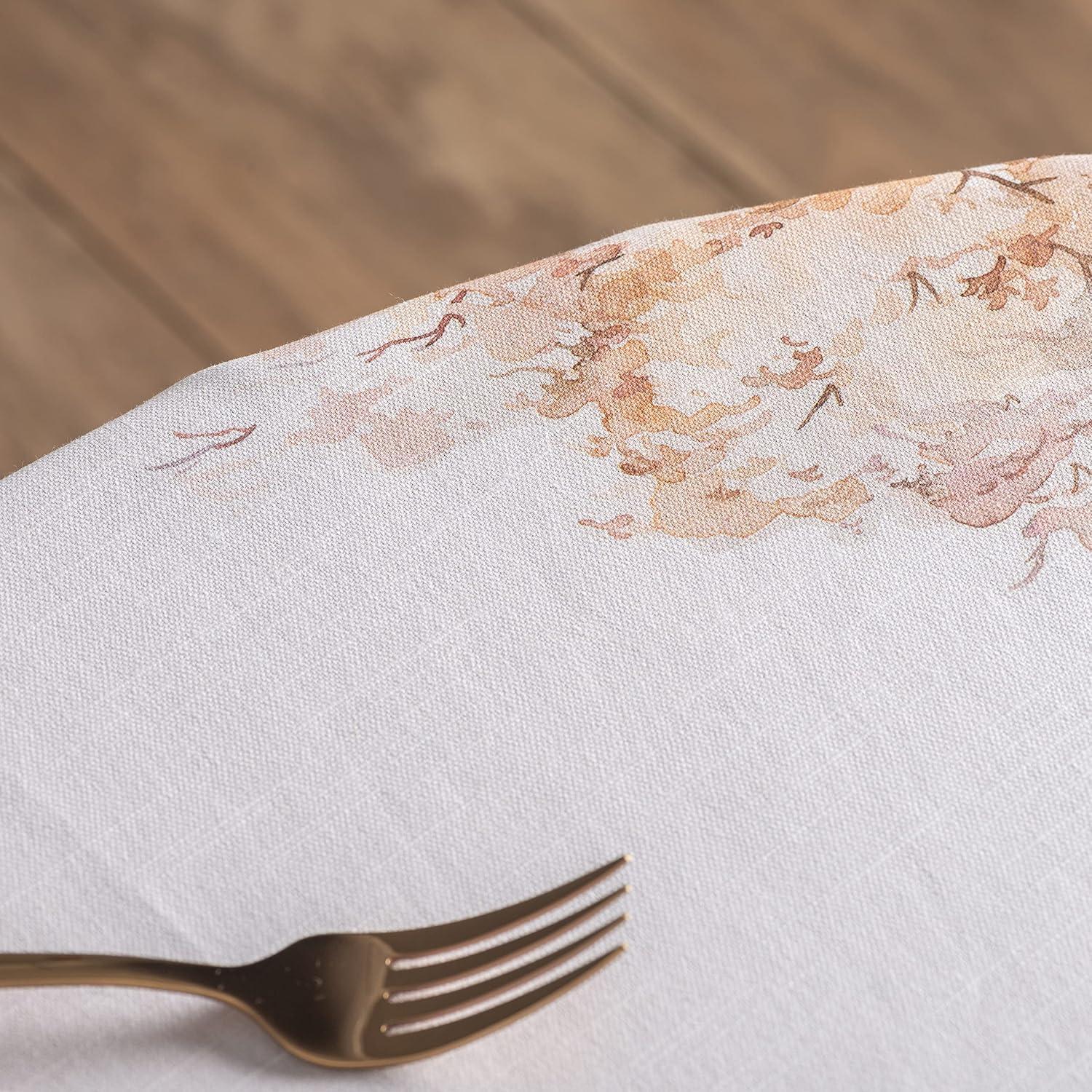 Maison d' Hermine Table Cloth Round Table 100% Cotton 63 Inches Tablecloth Reusable Decorative Everyday Use for Dining Room, Farmhouse, Home, Party, Festive & Wedding - Giving Thanks