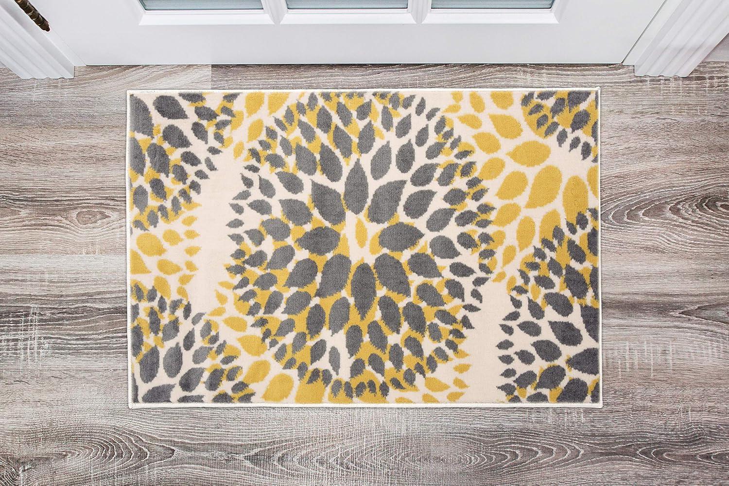 World Rug Gallery Modern Floral Circles Yellow 2' x 3' Area Rug