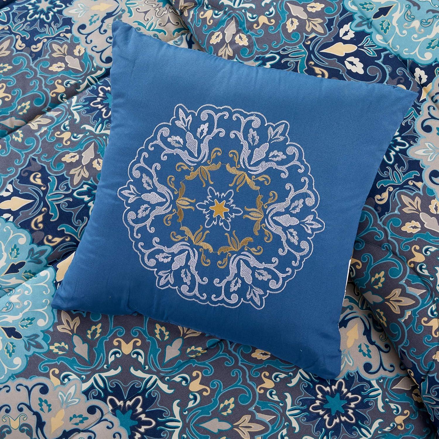 Modern Threads Modern Threads - Granada Collection Comforter Set - Reversible Microfiber - Elegant Printed 8-Piece Bed Set - Includes Comforter, Sheets, Shams, & Pillow - Luxurious Bedding