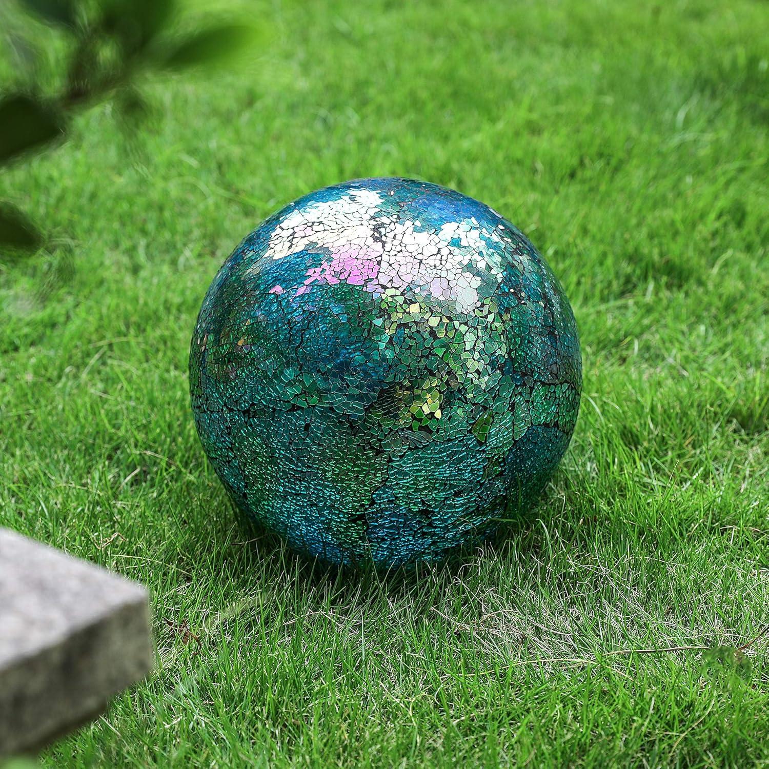 Whole Housewares | 10 Inch Mosaic Colorful Gazing Balliridescent Crackled Glass