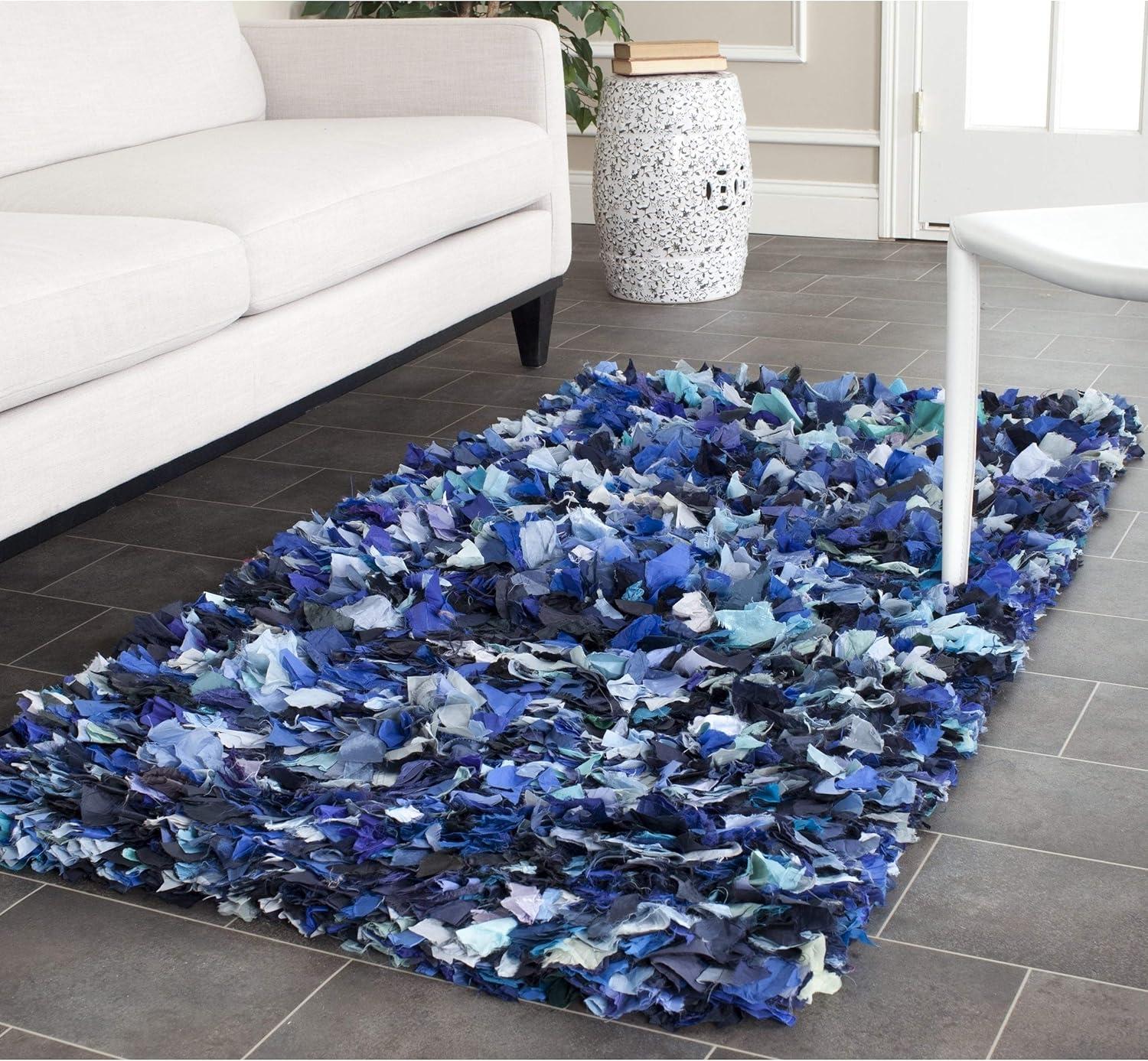 SAFAVIEH Rio Cassandra Confetti Polyester Shag Area Rug, Blue/Multi, 2'3" x 3'9"