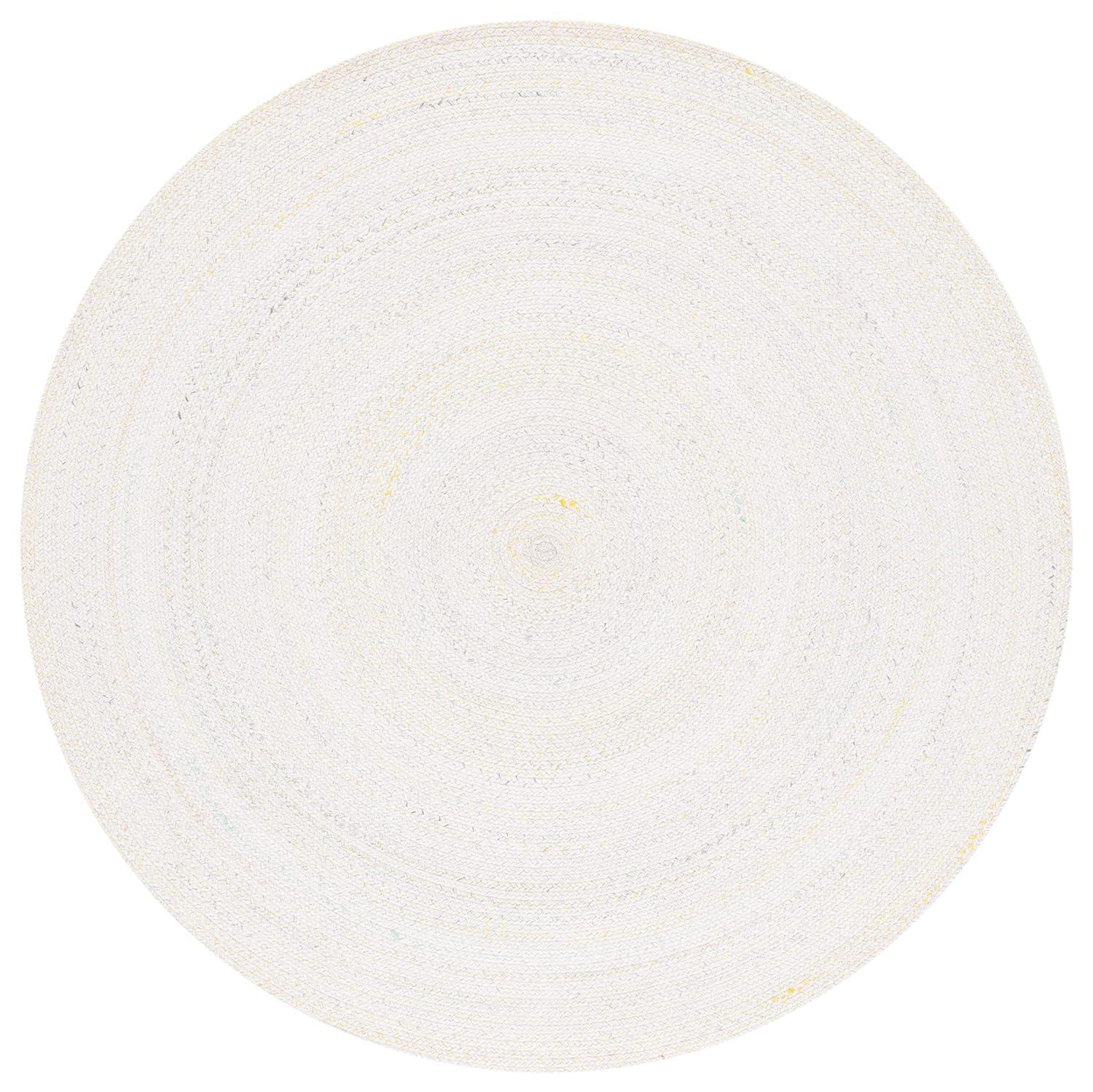 Braided BRD804 Hand Woven Area Rug - Ivory/Yellow - 3' round - Safavieh.