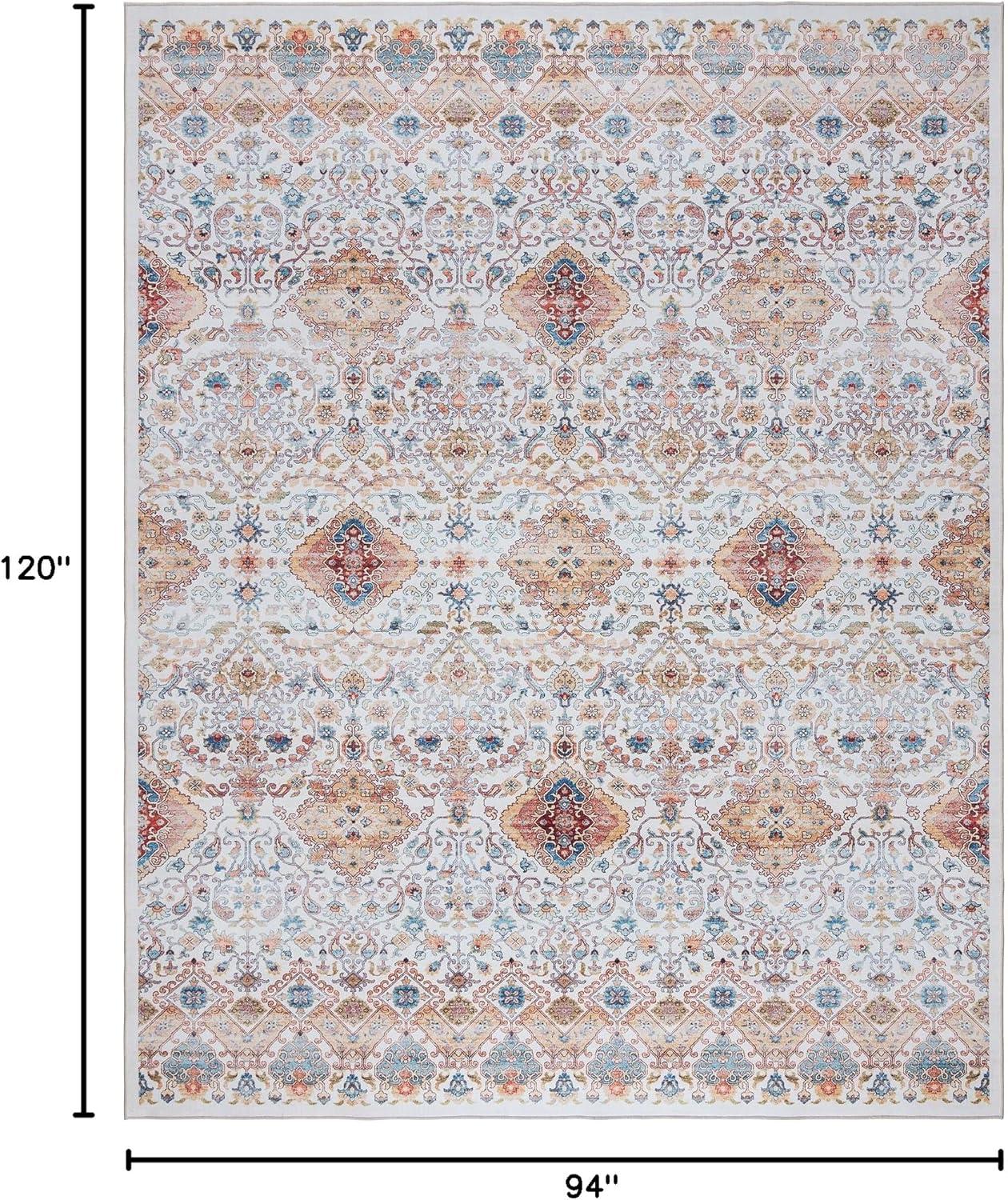 Gertmenian Crystal Print Tanis Ivory Tan Polyester Washable Moroccan Bohemian Area Rug