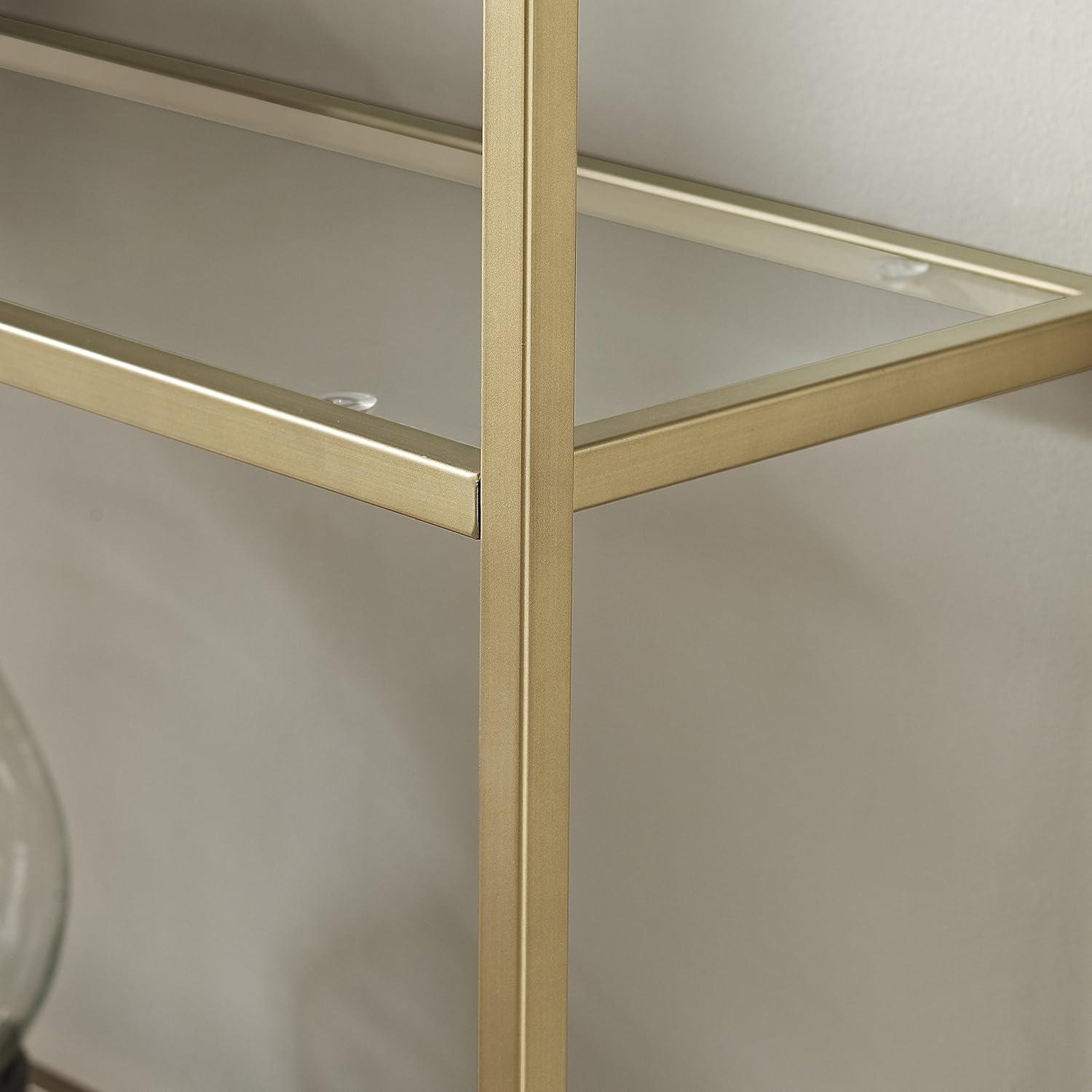 Crosley 80.5" Aimee Etagere Gold: Modern Style, 4-Tier, Tempered Glass Shelves, Steel Frame