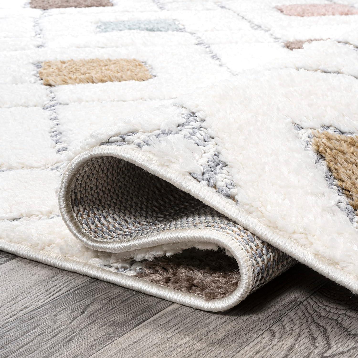 2' x 8' Astrid Retro Trellis High-Low Runner Rug, Multi/Cream - JONATHAN Y