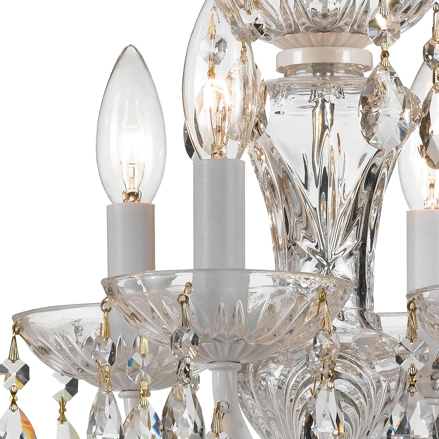 Crystorama Traditional Italian Crystal 4 Light White Mini Chandelier - 11'' W x 15'' H