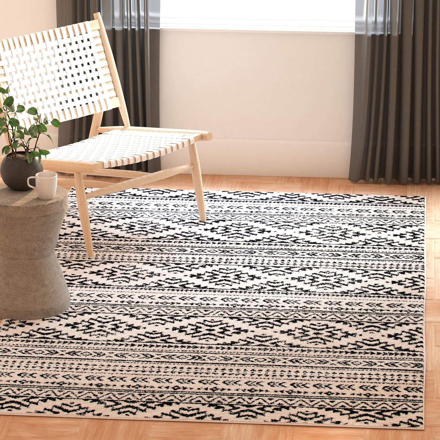 Tulum TUL272 Power Loomed Area Rug - Ivory/Black - 3'x5' - Safavieh.