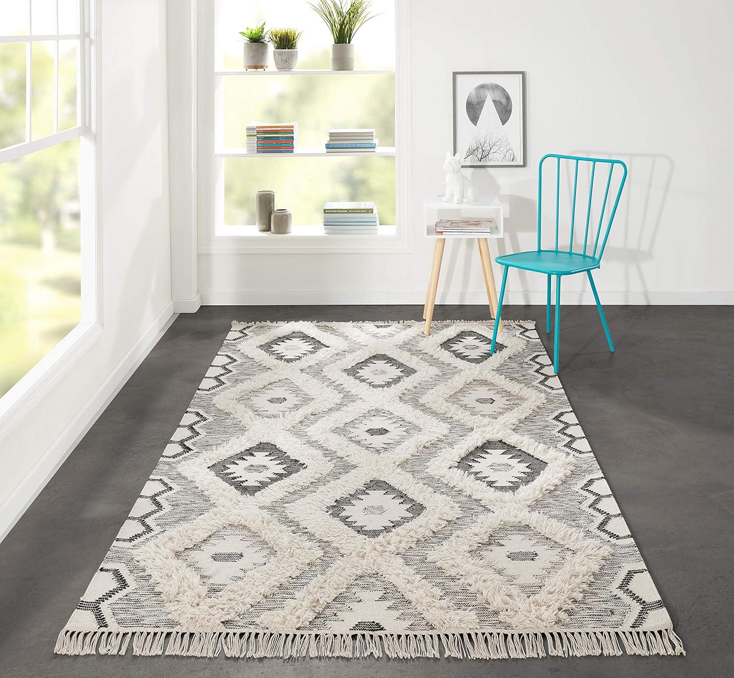 Momeni Indio Sierra Geometric Contemporary Area Rugs, Gray