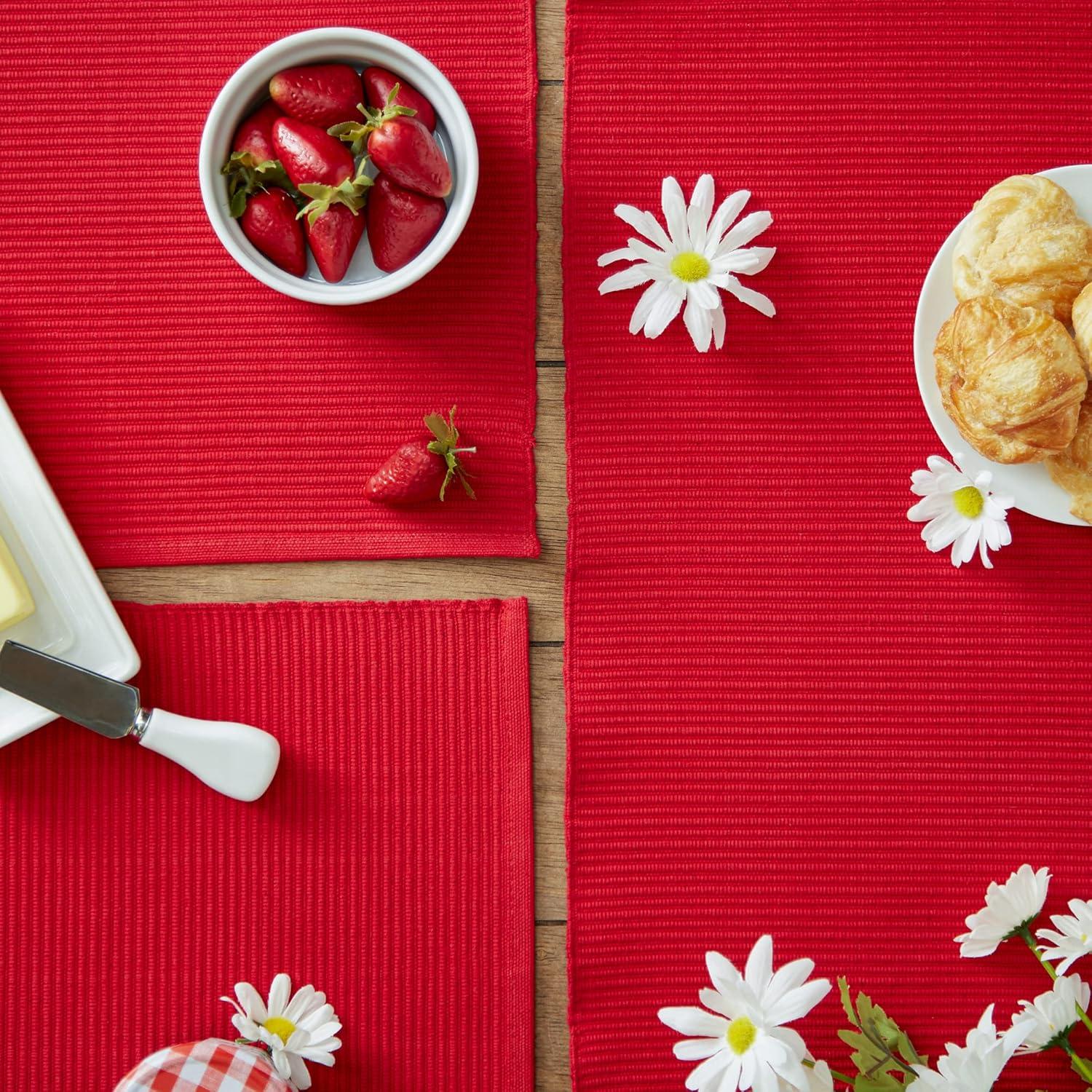 DII Tango Red Ribbed Placemat (Set of 6)