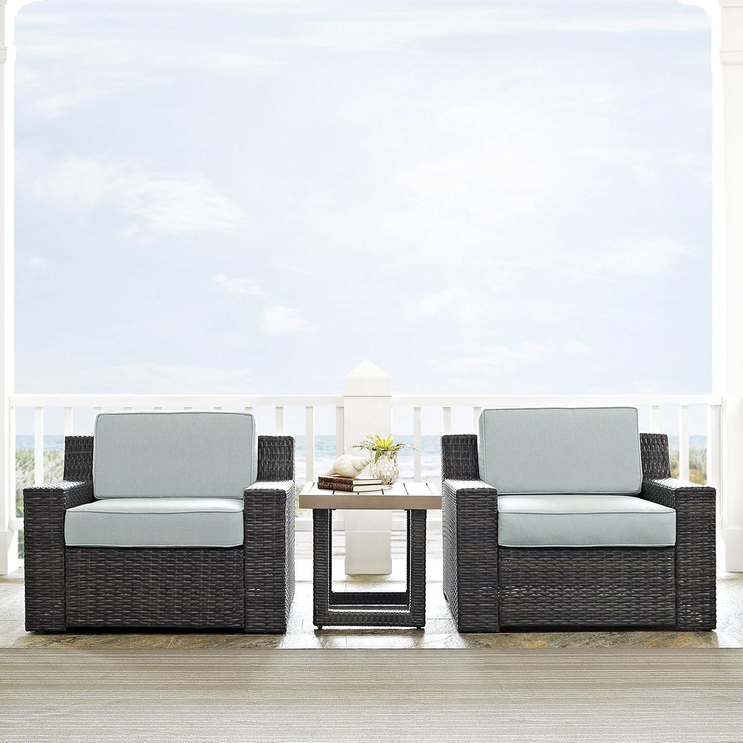 Beaufort Side Table - Crosley: Modern Wicker & Resin, UV-Resistant Patio Furniture