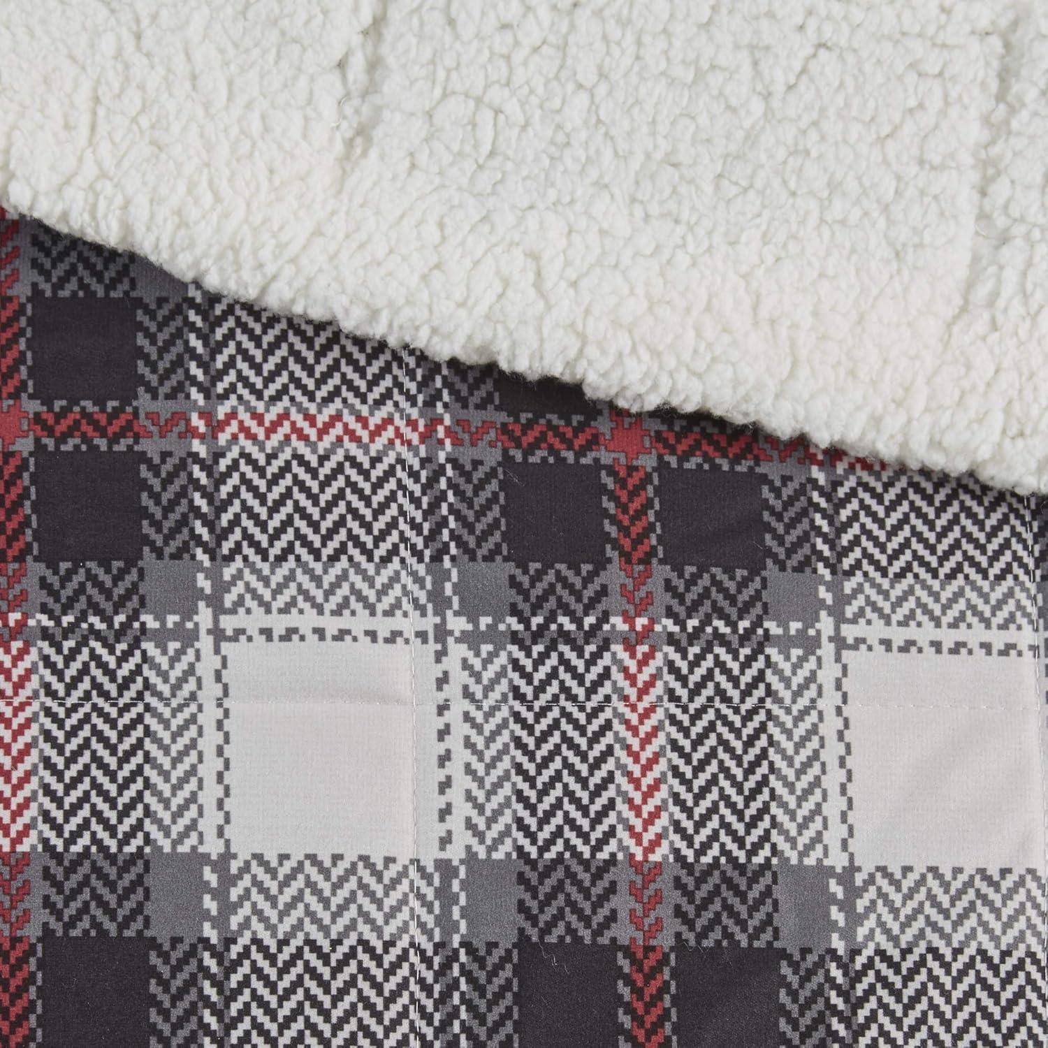 Ridley Black, Grey & Red Plaid Sherpa Reversible Oversized Throw