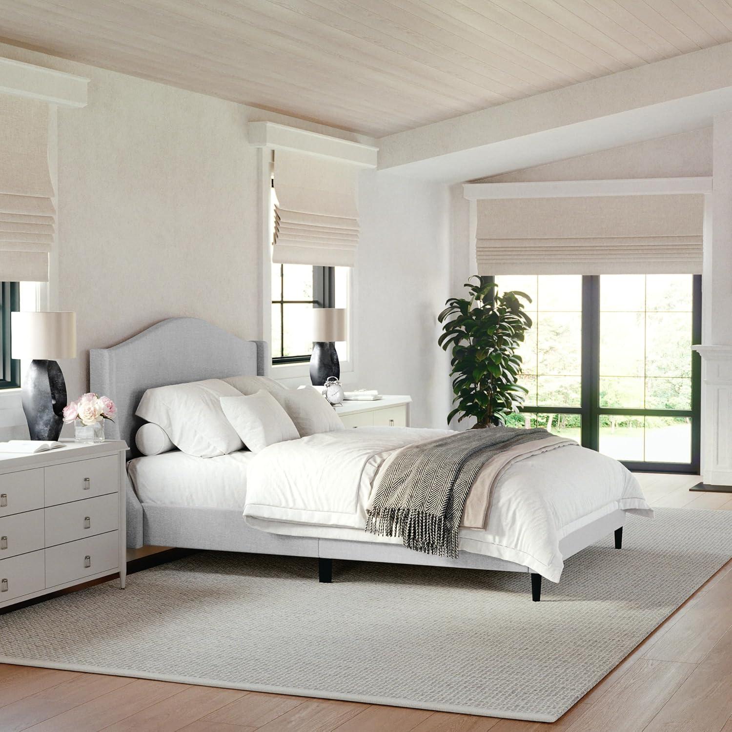 Martha Stewart Martha Stewart Amelia Upholstered Platform Bed With Curved Headboard