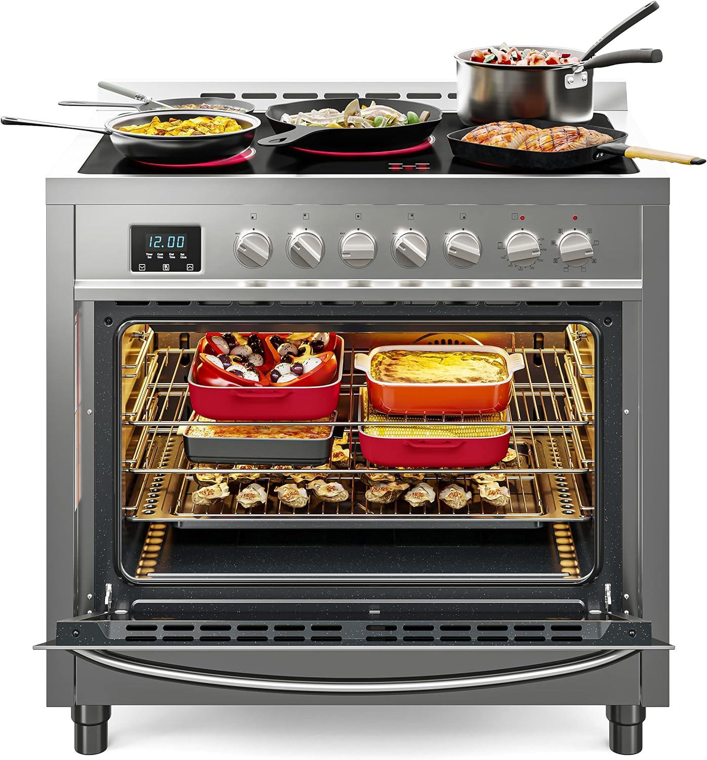 36 in. Professional Electric range Stainless Steel with Legs, 4.3 cu.ft. KM-FR36EE-SS