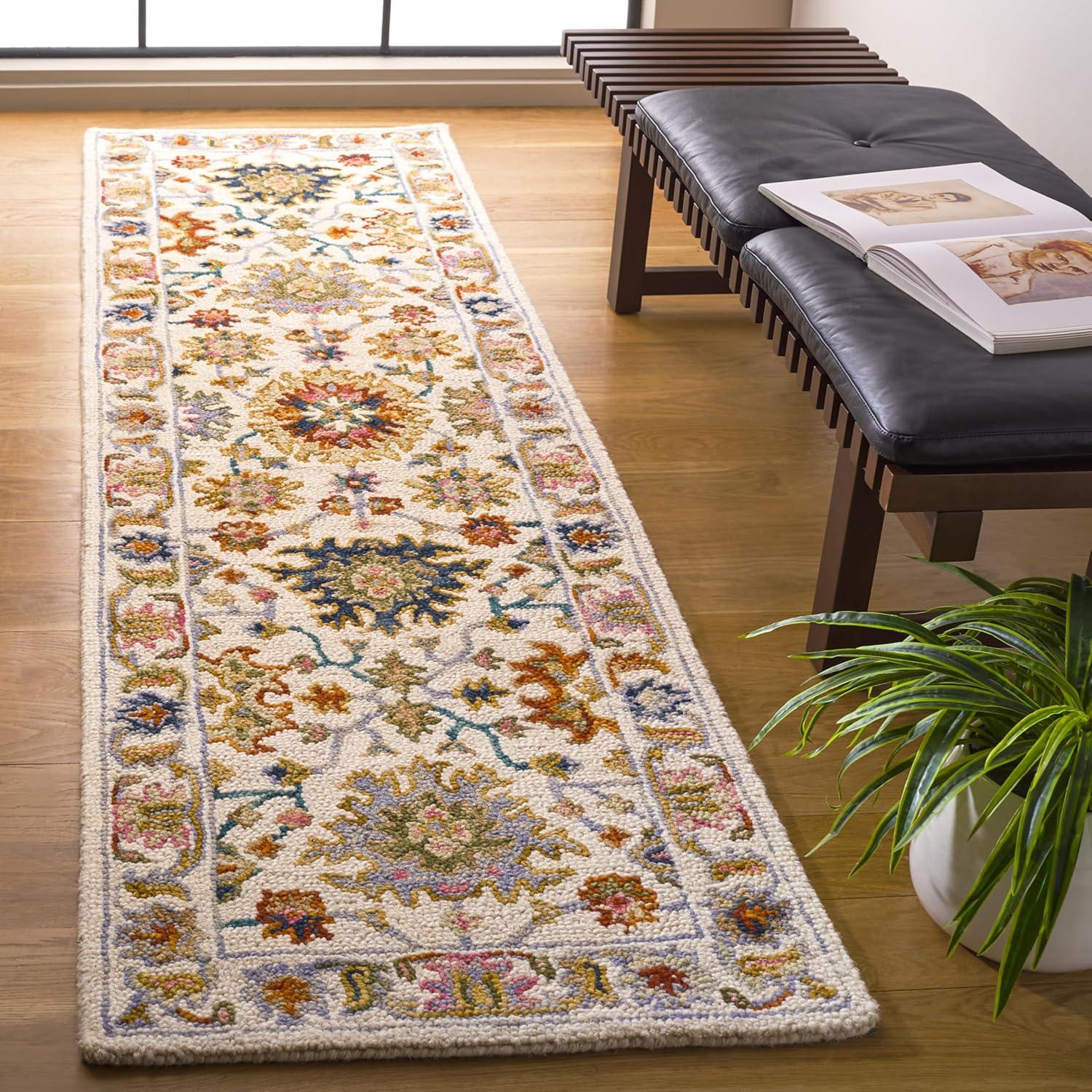 Aspen APN109 Handmade Tufted Area Rug - Ivory/Blue - 6' X 9' - Safavieh