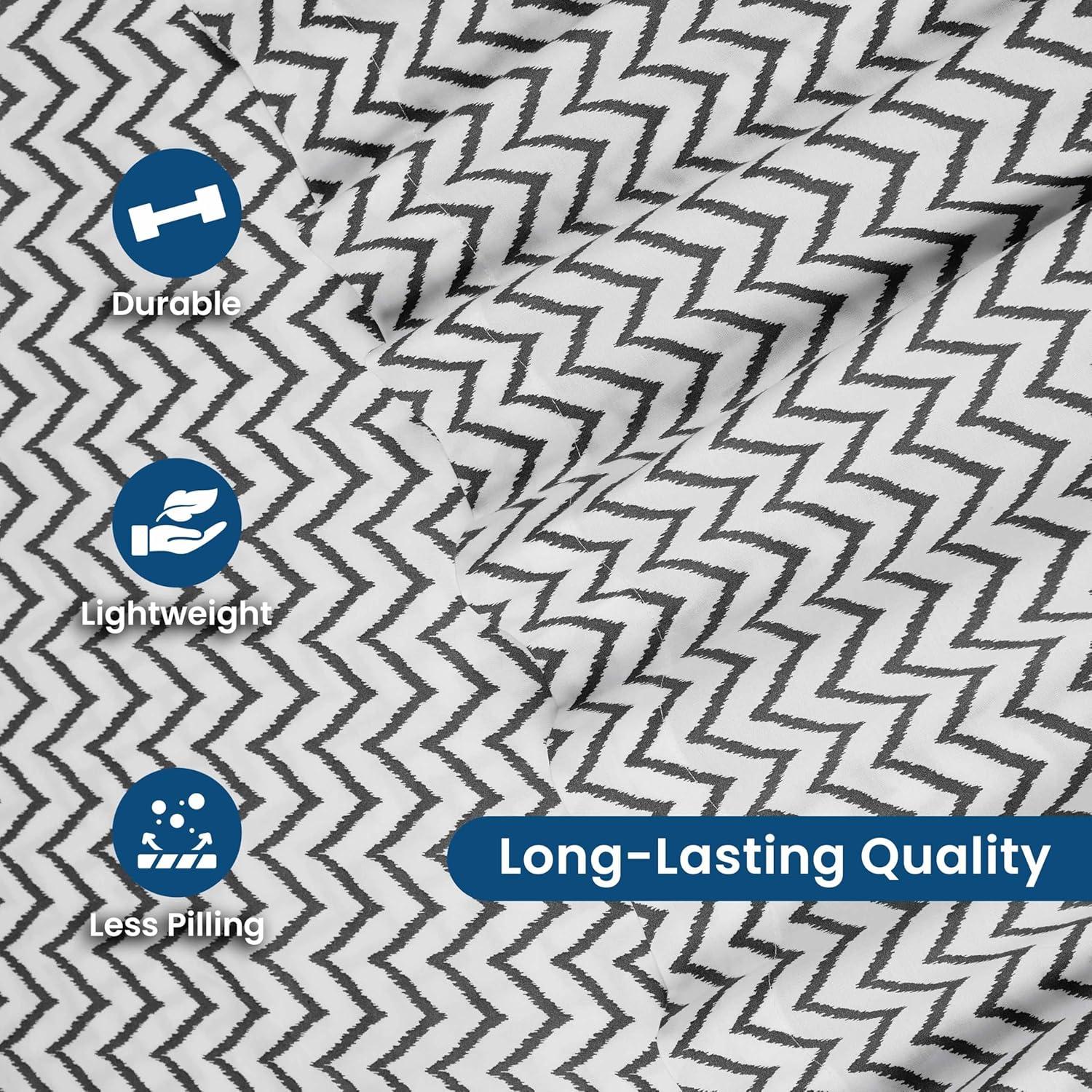 Martex 225 Thread Count Cotton Rich Queen Sheet Set - Soft, Durable, Wrinkle Resistant (4pc), Chevron