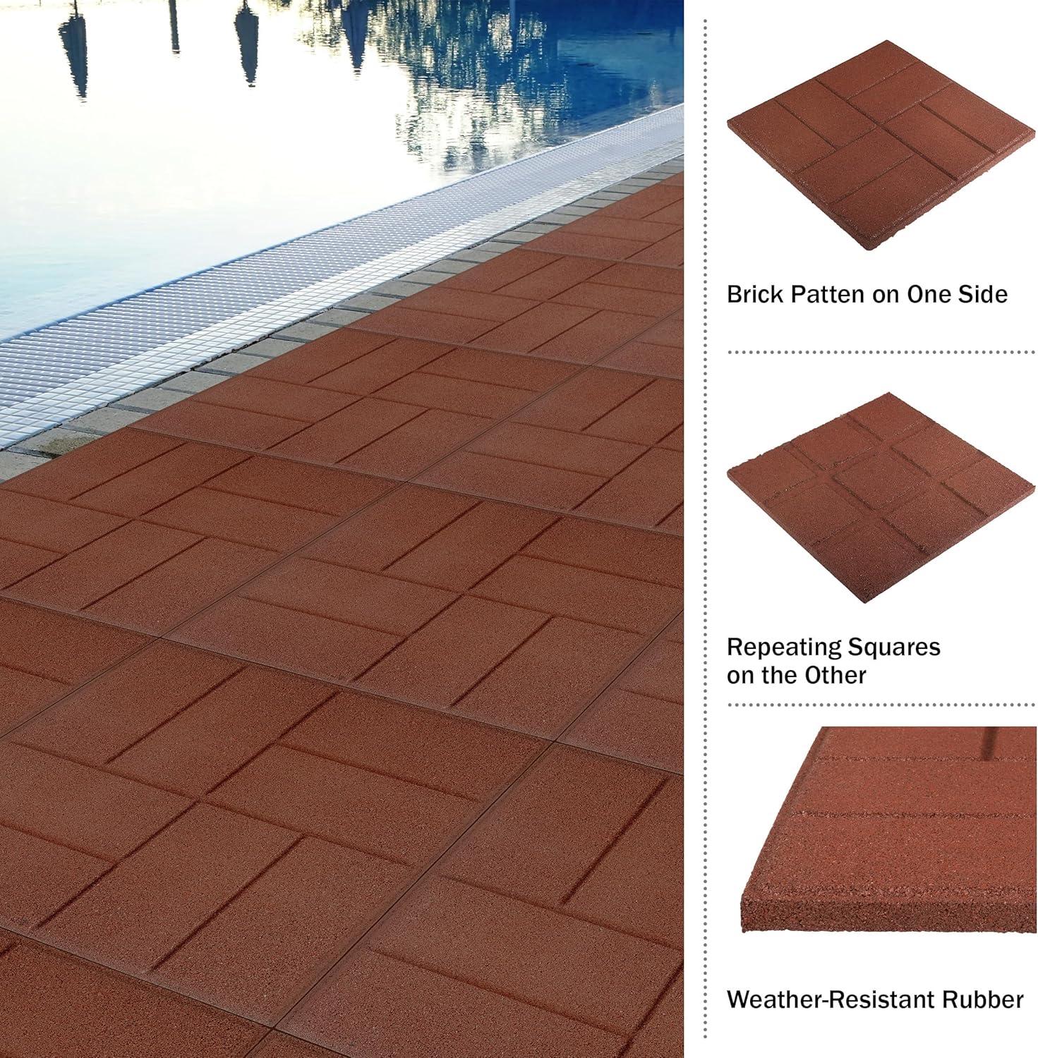 Pure Garden Deck Tiles 8-Pack - Dual-Sided Outdoor Flooring Tile - 28SQFT Rubber Pavers for Outside Patio, Garden Walkway, Balcony, or Shed