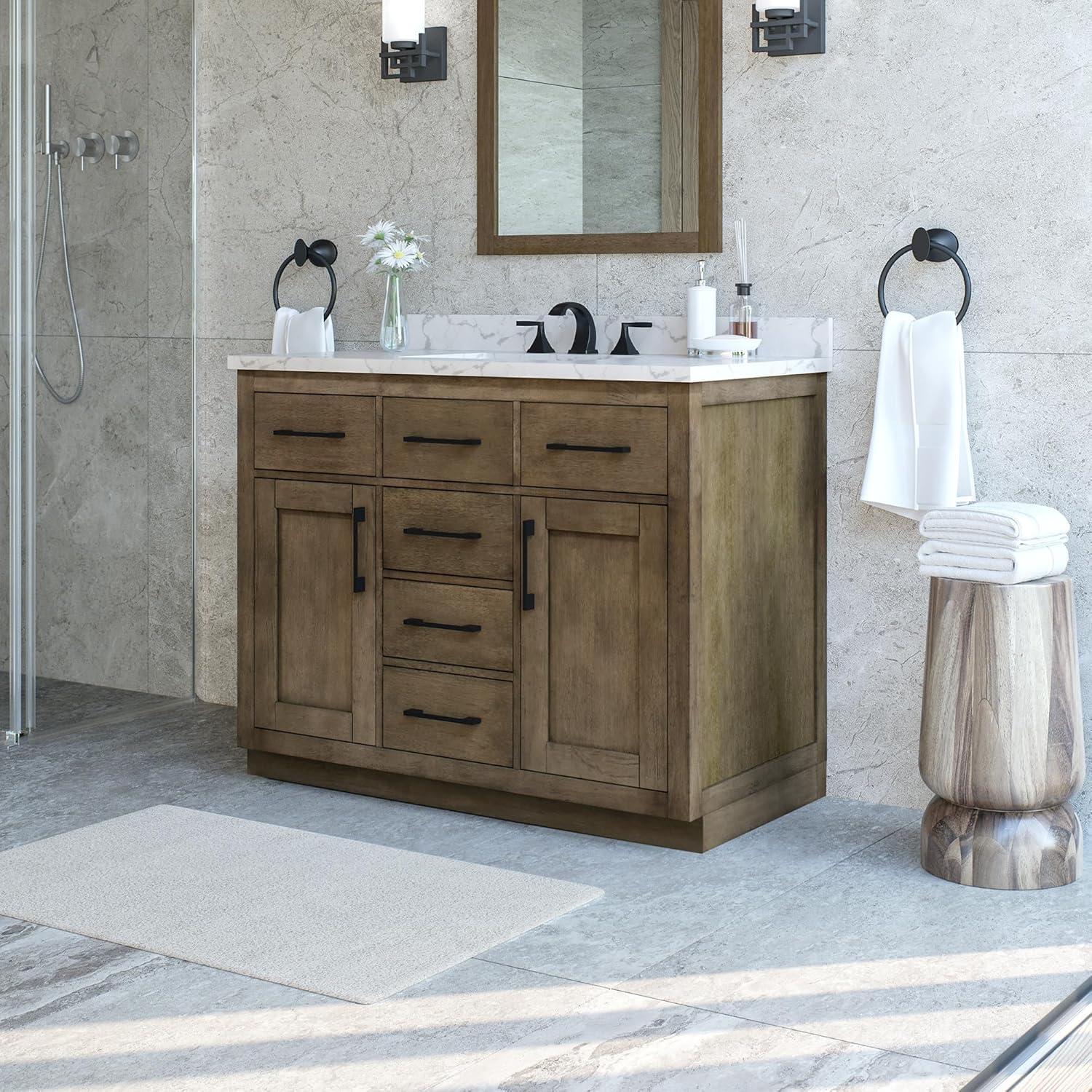OVE Decors Athea 42 in. W Bath Vanity with Premium Countertop and Power Bar