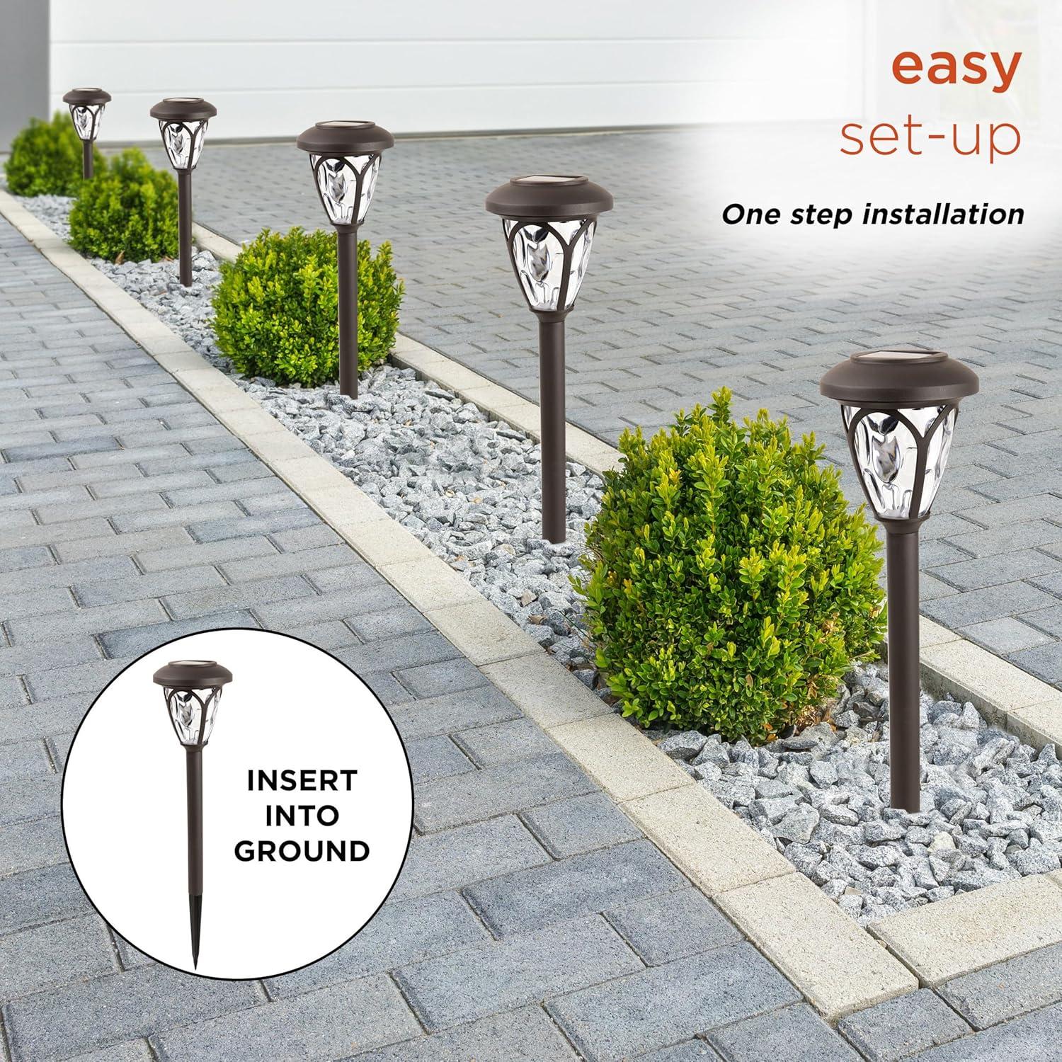 17" Brown Solar Powered LED Pathway Light Set of 8