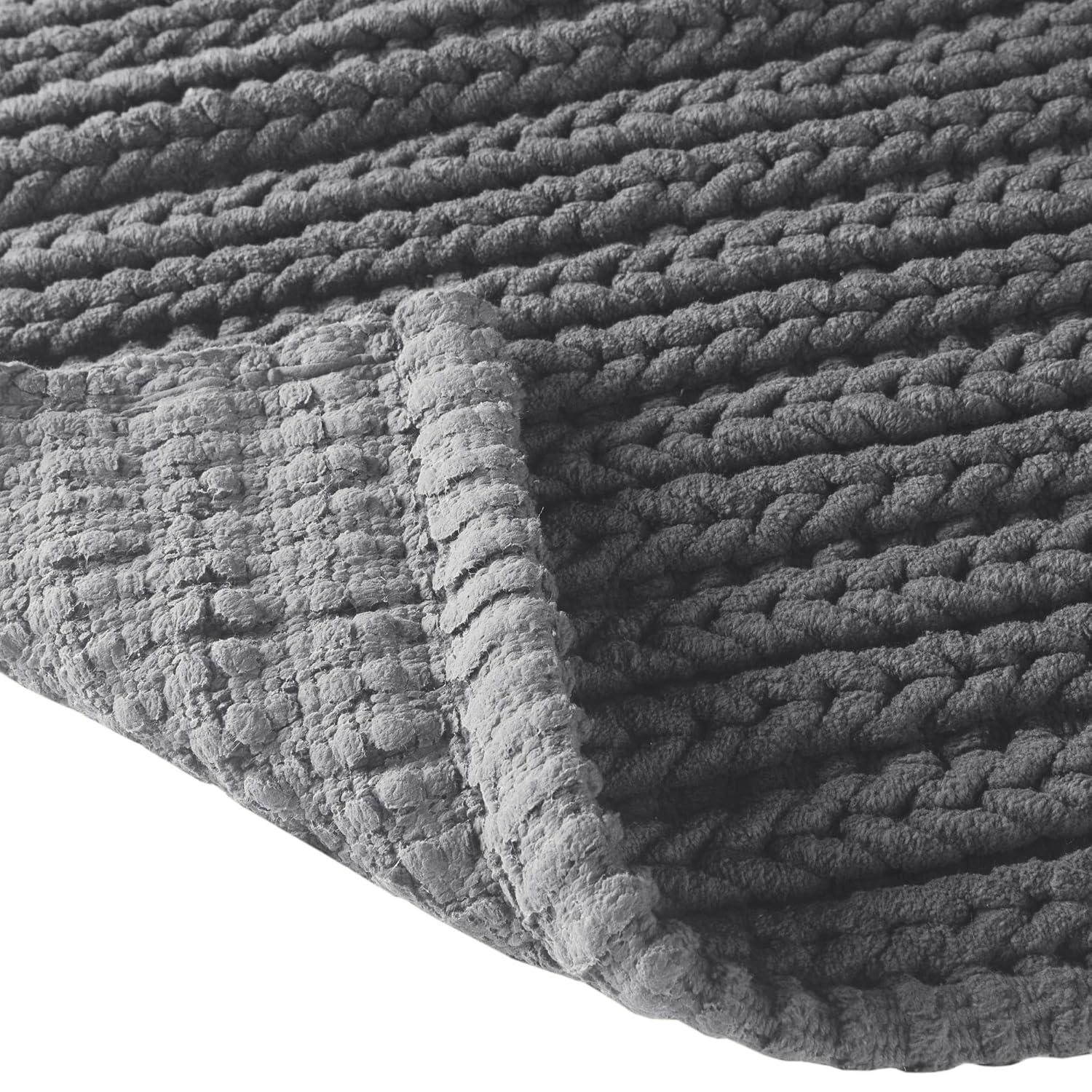 Madison Park Lasso 100% Cotton Chenille Chain Stitch Non-Slip Bath Rug