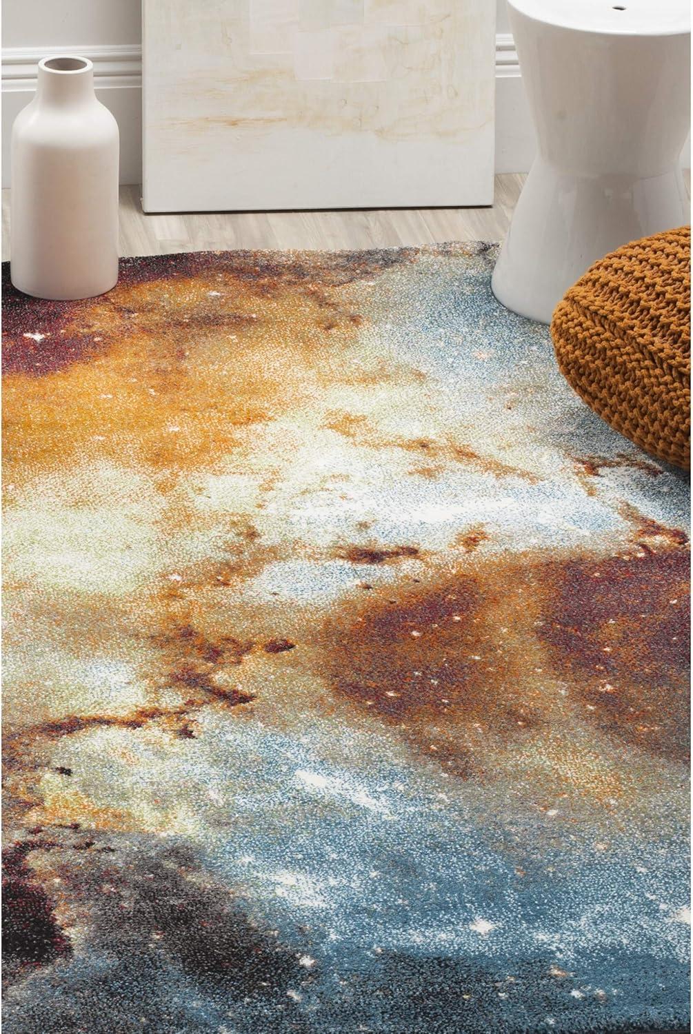 Galaxy GAL109 Power Loomed Indoor Runner - Orange/Multi - 2'7"x5' - Safavieh