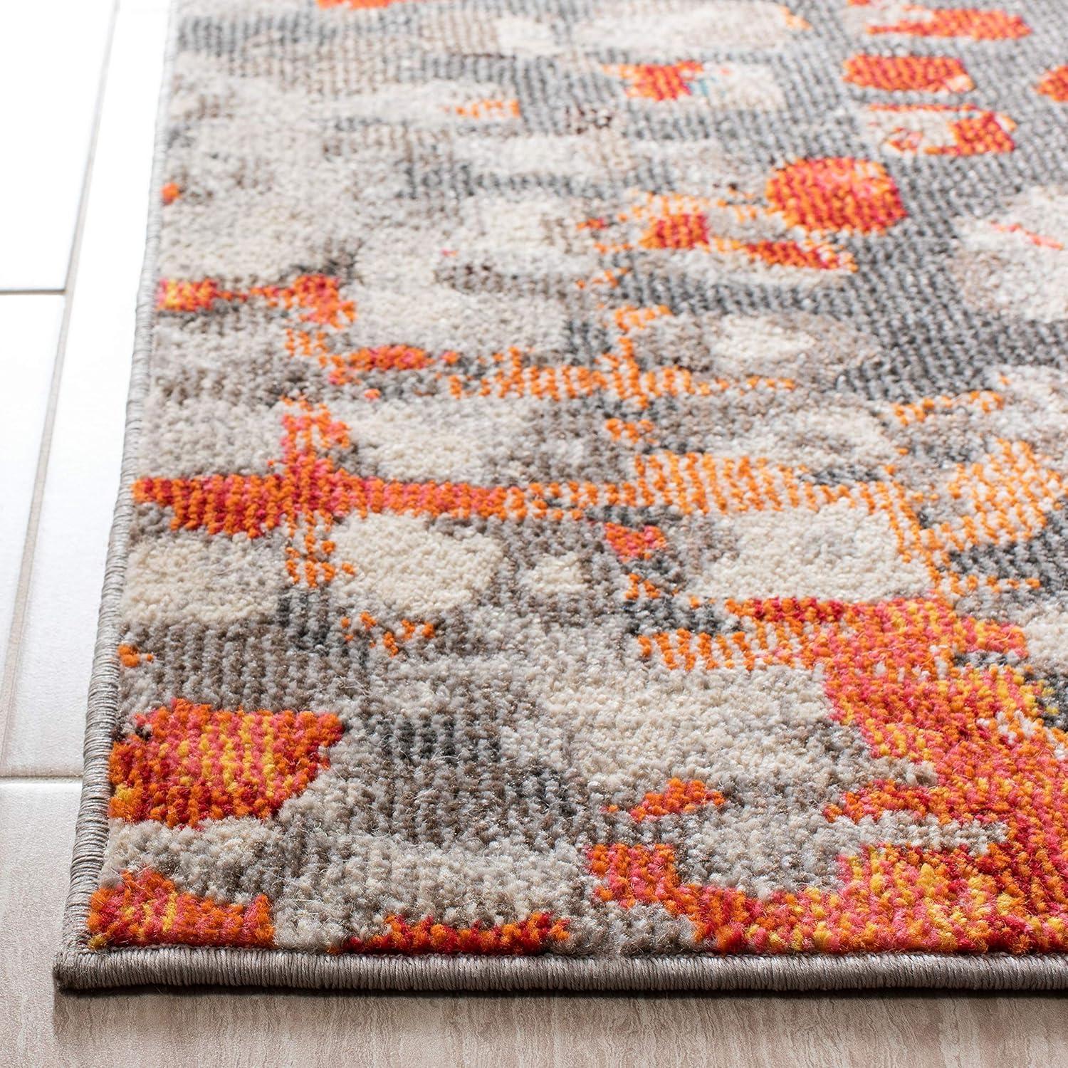 Madison MAD425 Power Loomed Indoor Area Rug - Grey/Orange - 9'x12' - Safavieh