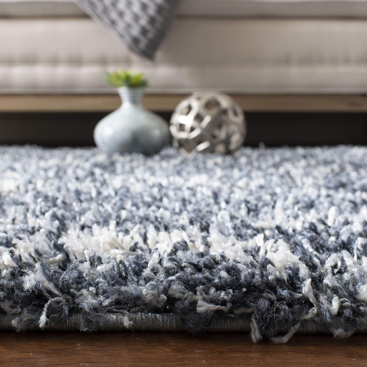 Pro Lux Shag PLX434 Power Loomed Indoor Area Rug - 5'x8' - Blue/Creme - Safavieh