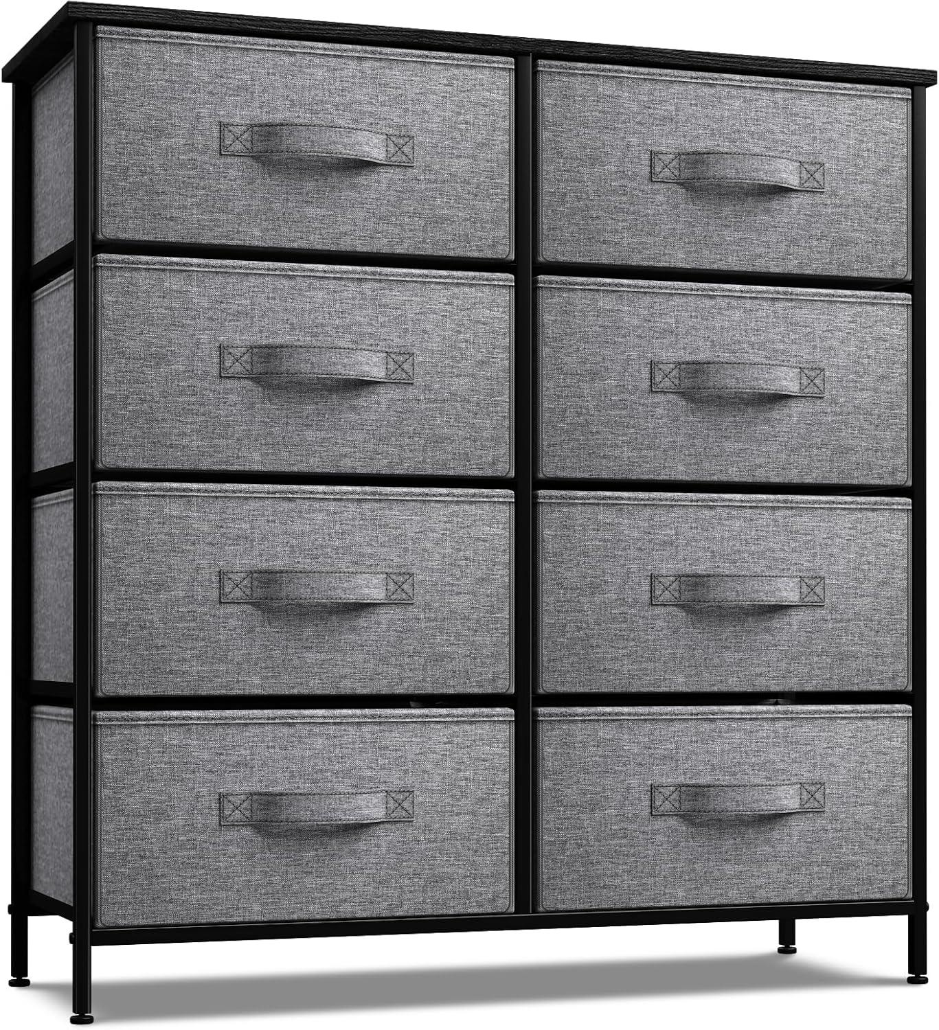 Sorbus 8 Drawers Dresser- Storage Unit with Steel Frame, Wood Top, Fabric Bins - for Bedroom, Closet, Office and more