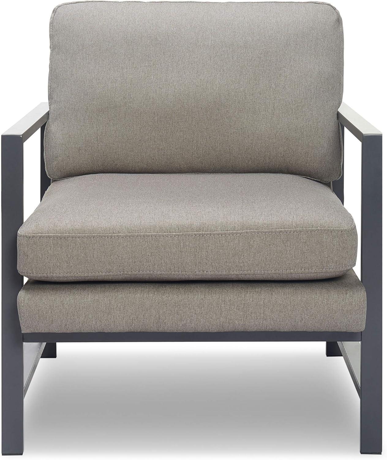 Tommy Hilfiger Russell Square Metal Frame Accent Chair, Mid-Century Modern, Medium-Soft Pillow Back