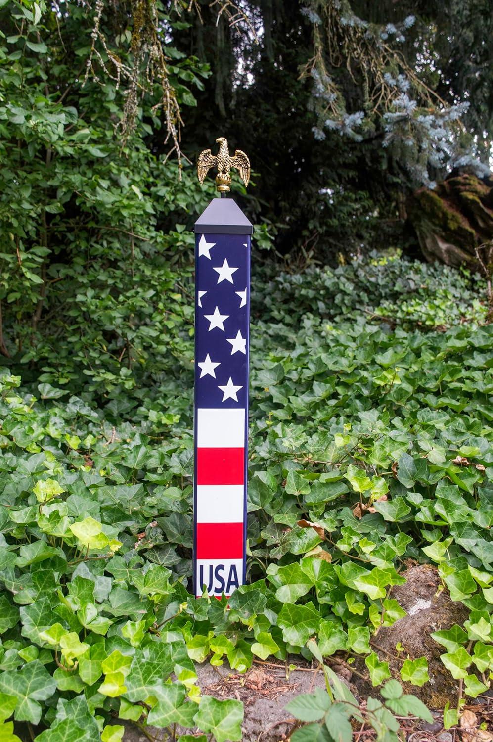 Patriotic Painted Resin Eagle Garden Post with Stake