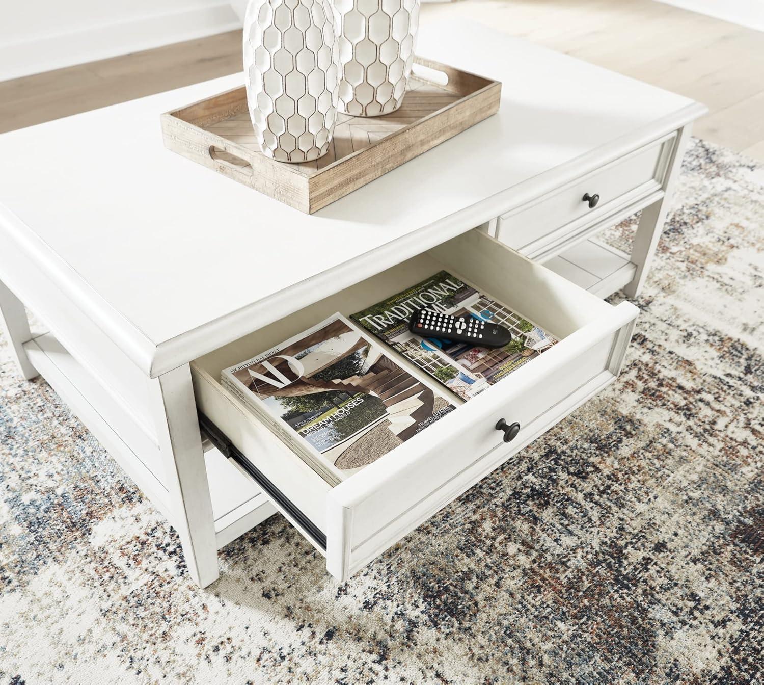 Signature Design by Ashley Contemporary Kanwyn Coffee Table, Whitewash