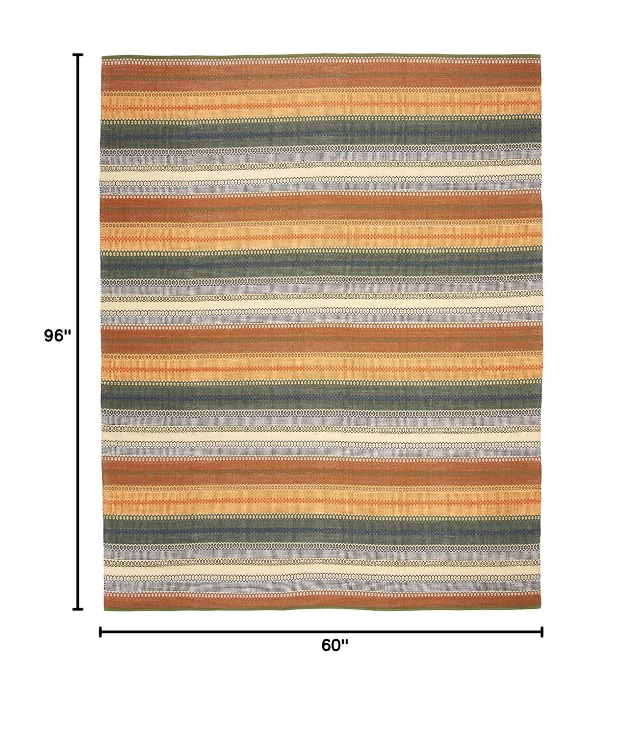 Striped Kilim STK412 Hand Woven Area Rug - Gold/Grey - 5'x8' - Safavieh.