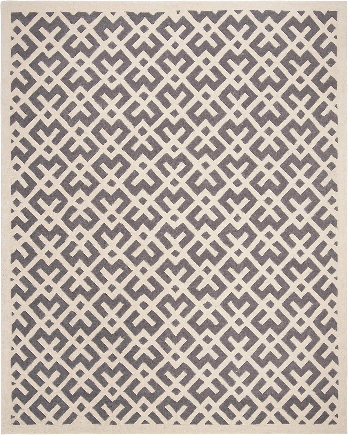 SAFAVIEH Chatham Jackson Geometric Wool Area Rug, Dark Grey/Ivory, 8' x 10'
