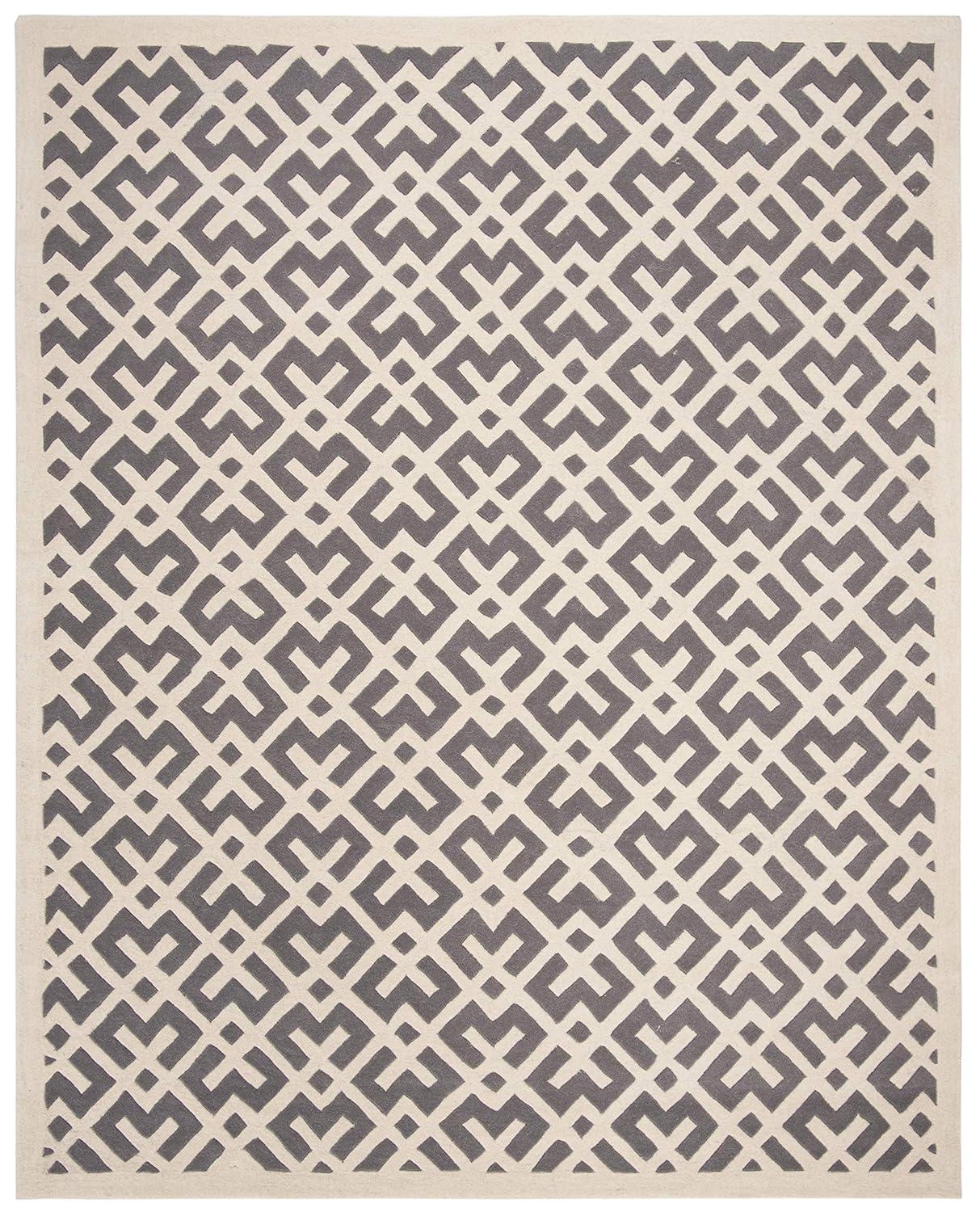 SAFAVIEH Chatham Jackson Geometric Wool Area Rug, Dark Grey/Ivory, 8' x 10'