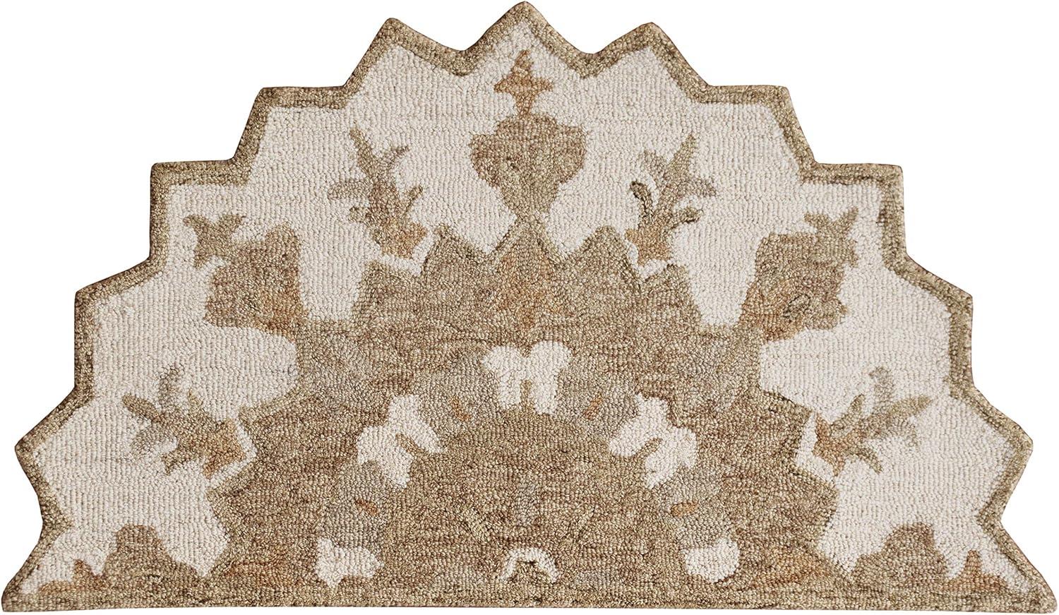LR Home Daisey 2'3" x 3'10" Beige Classic Medallion Wool Hearth Indoor Area Rug