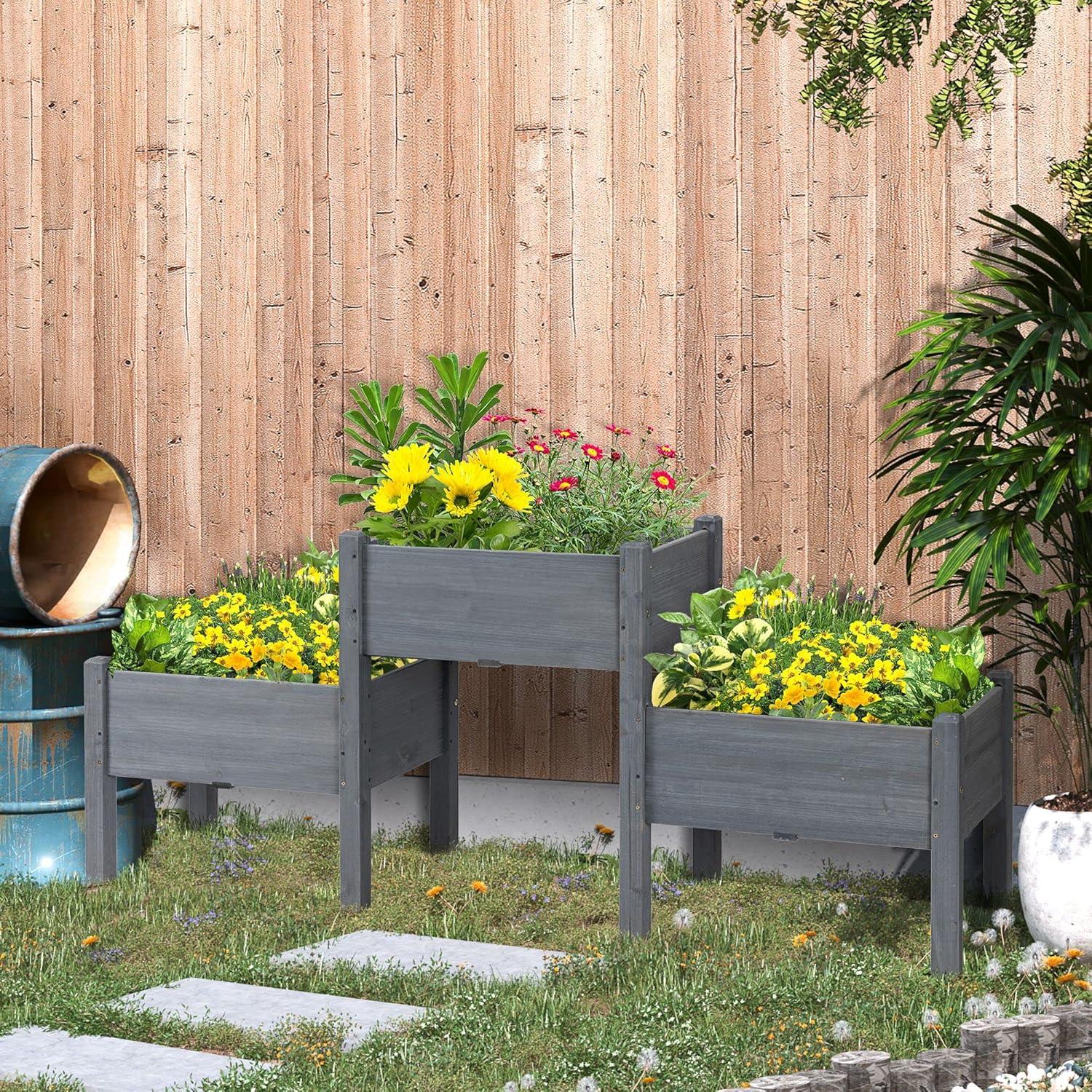 Outsunny 4' x 4' x 1' Galvanized Raised Garden Bed, Planter Raised Bed with Steel Frame for Vegetables, Flowers, Plants and Herbs, Gray