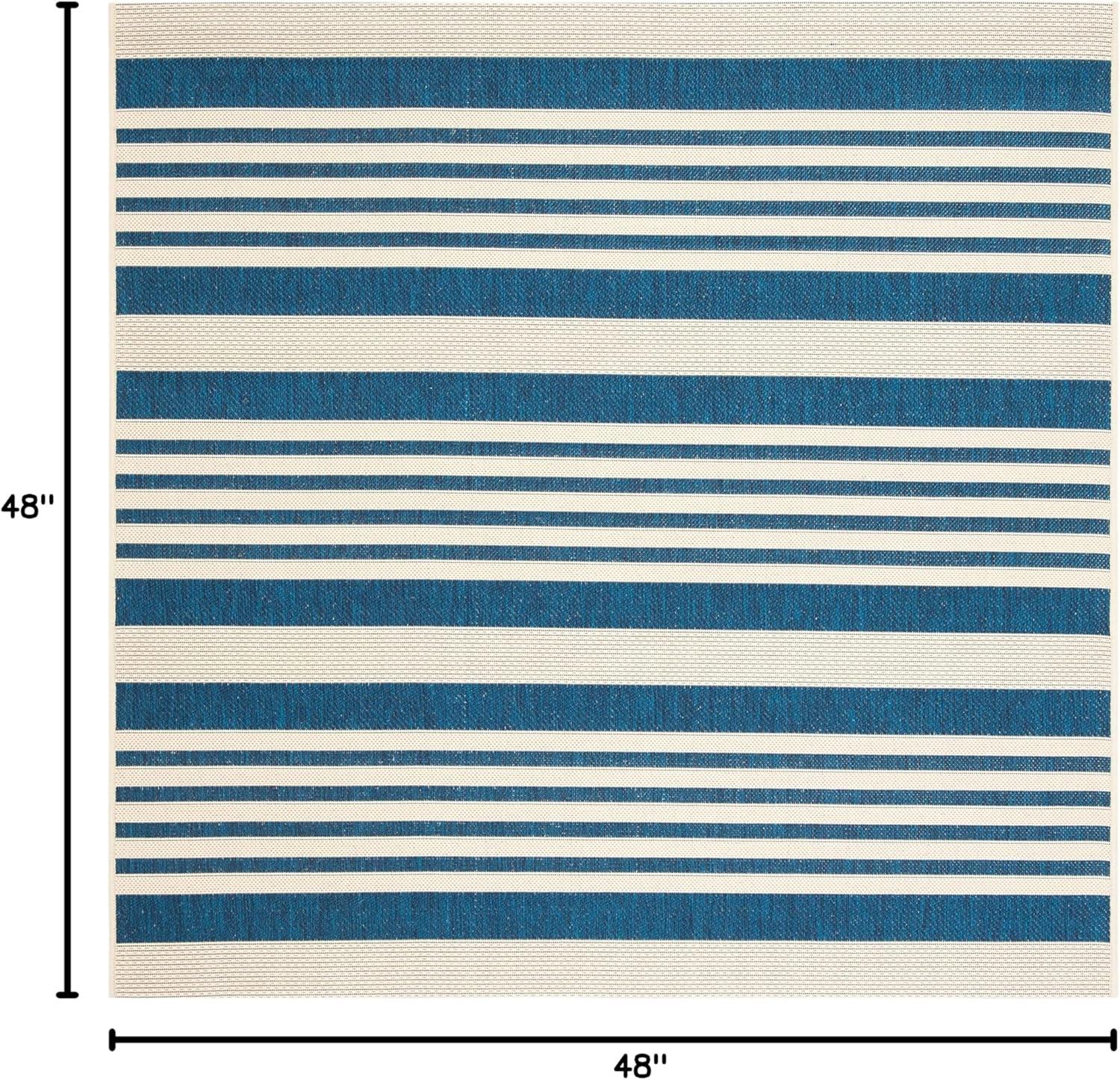 Courtyard CY6062 Power Loomed Indoor/Outdoor Area Rug - Navy/Beige - 4'x4' - Safavieh.