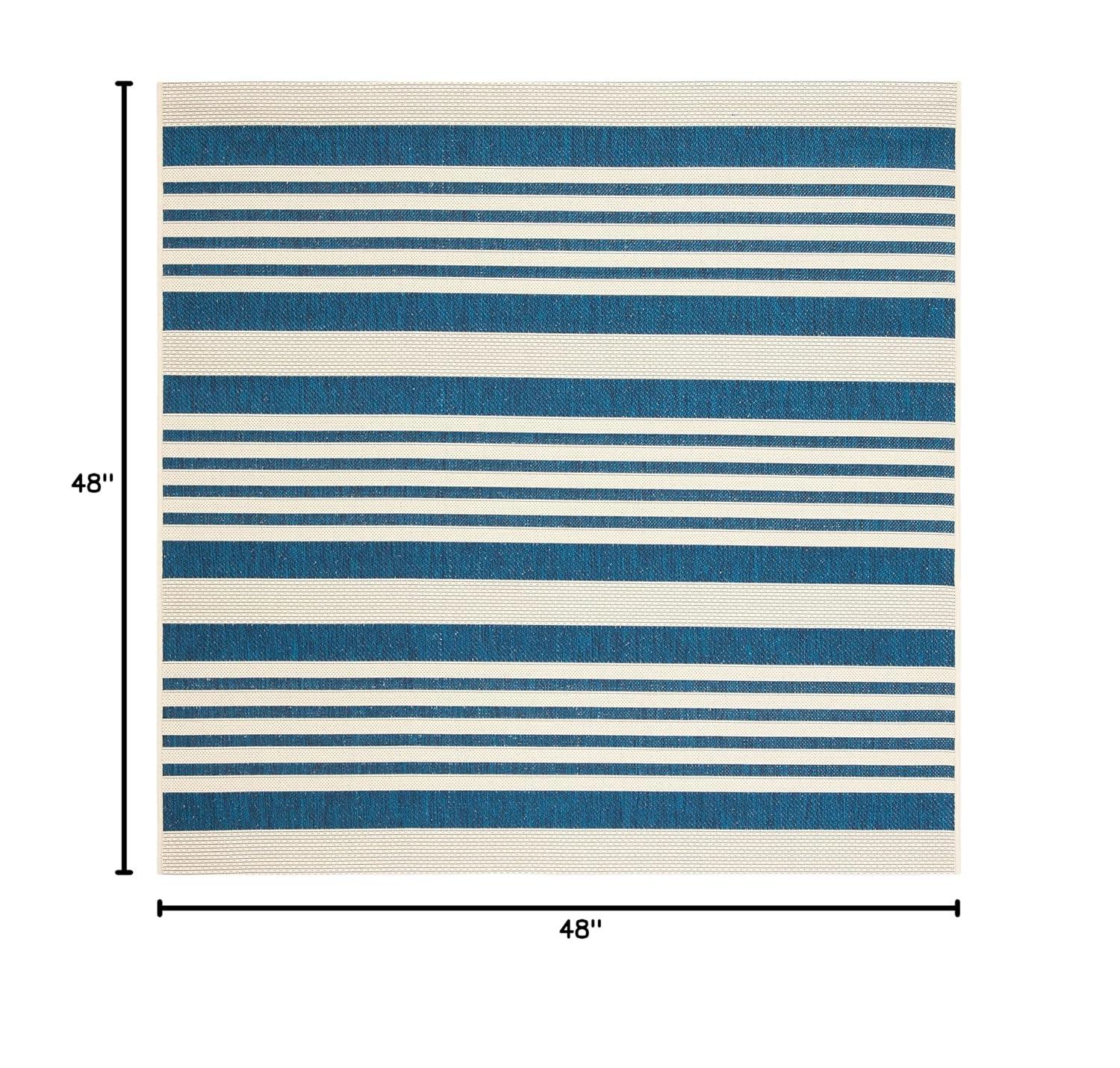 Courtyard CY6062 Power Loomed Indoor/Outdoor Area Rug - Navy/Beige - 4'x4' - Safavieh.