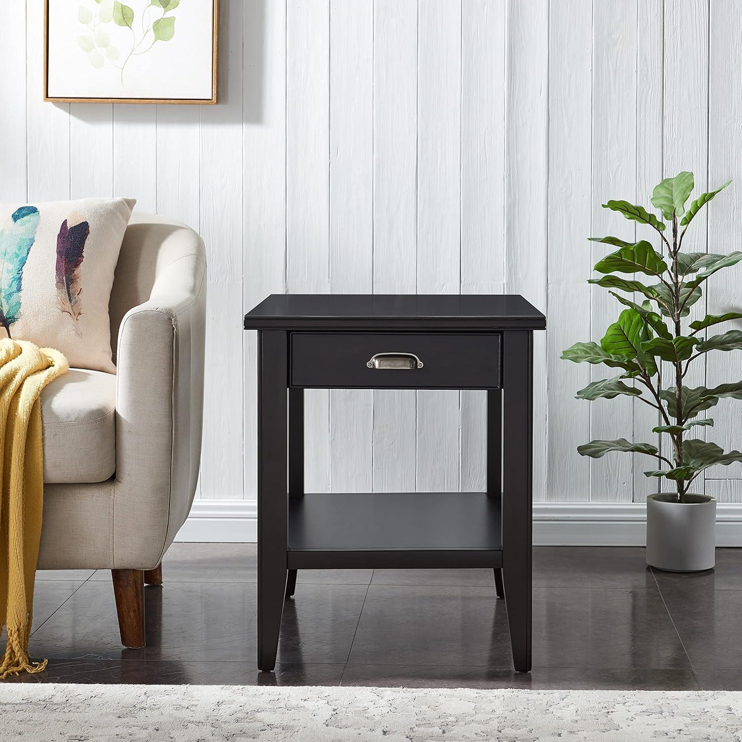 Leick Home Laurent End Table with Drawer in Black