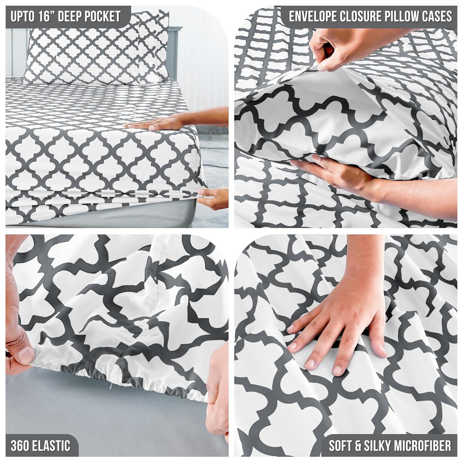 Lux Decor Collection Twin XL Bed Sheets - Premier 1800 Microfiber Deep Pocket Easy Care Sheets Set - White