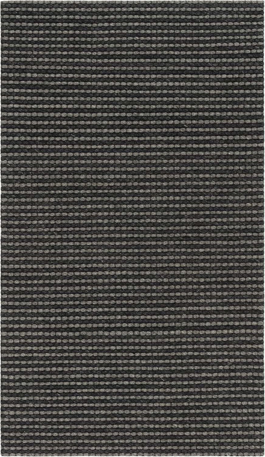 Handwoven Grey/Black Braided Wool & Synthetic 3' x 5' Rug