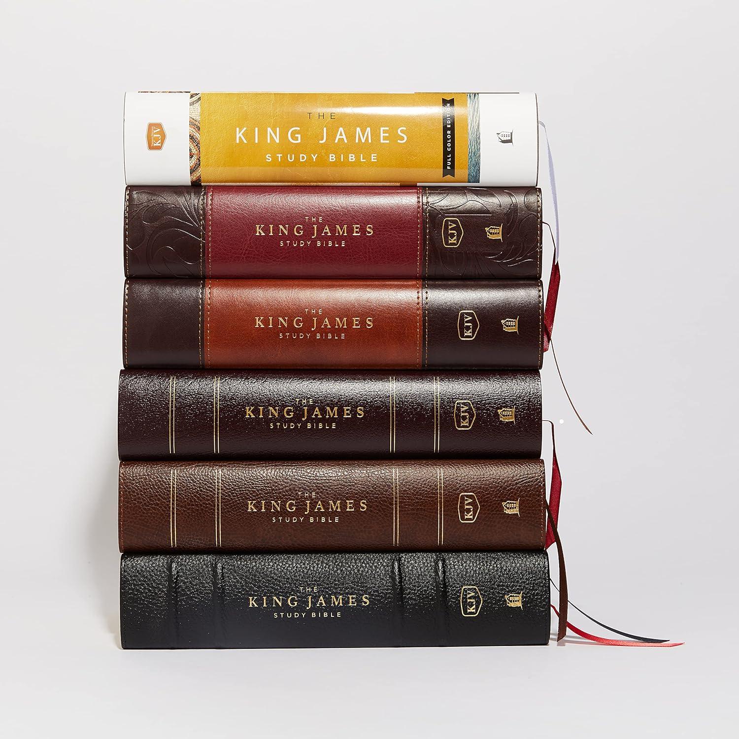 The King James Study Bible, Imitation Leather, Burgundy, Full-Color Edition - Large Print by  Thomas Nelson (Leather Bound)