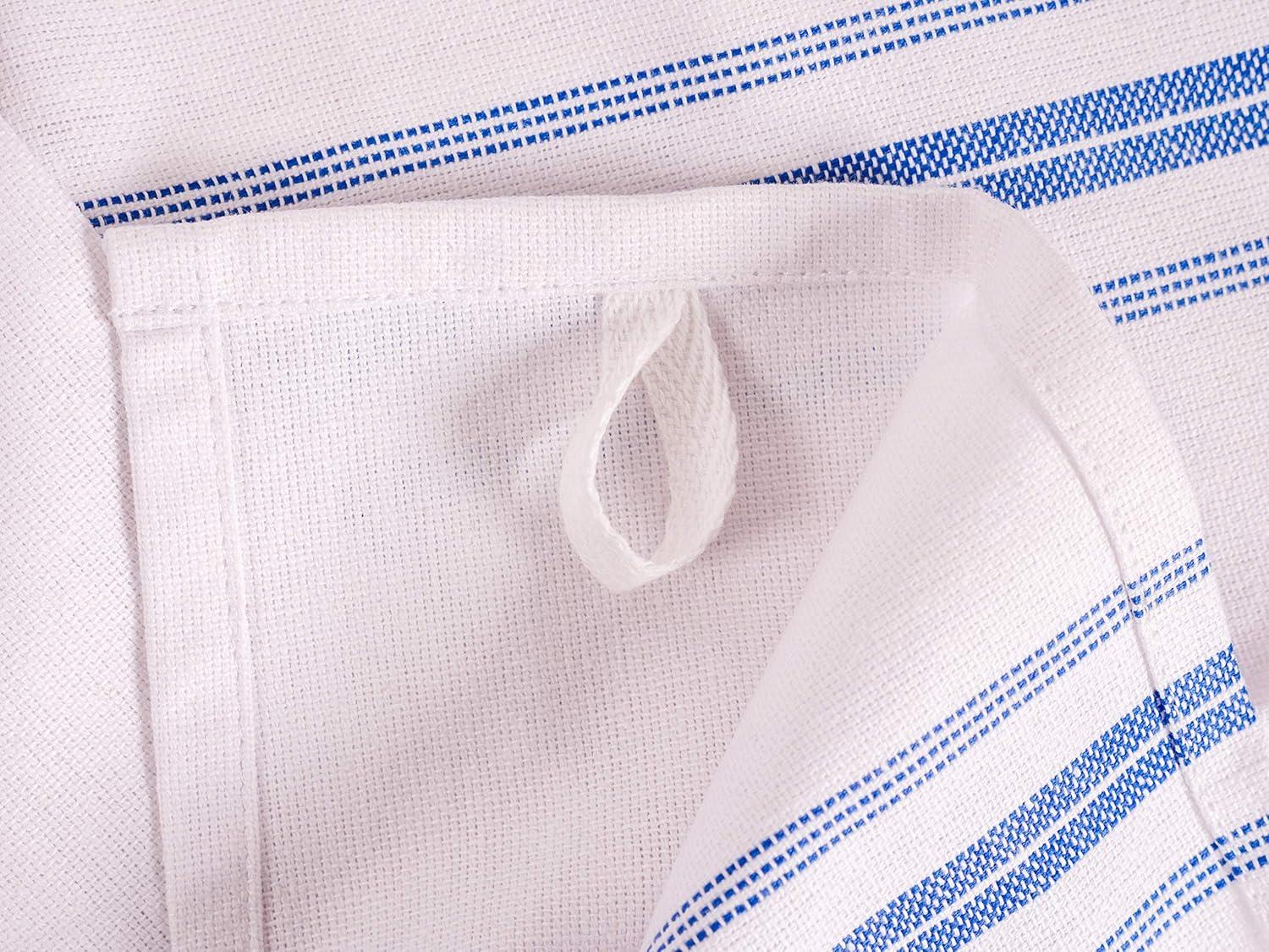 KAF Home Farmhouse Stripe Set Of 12 Kitchen Towels - 15" x 25", In Blue