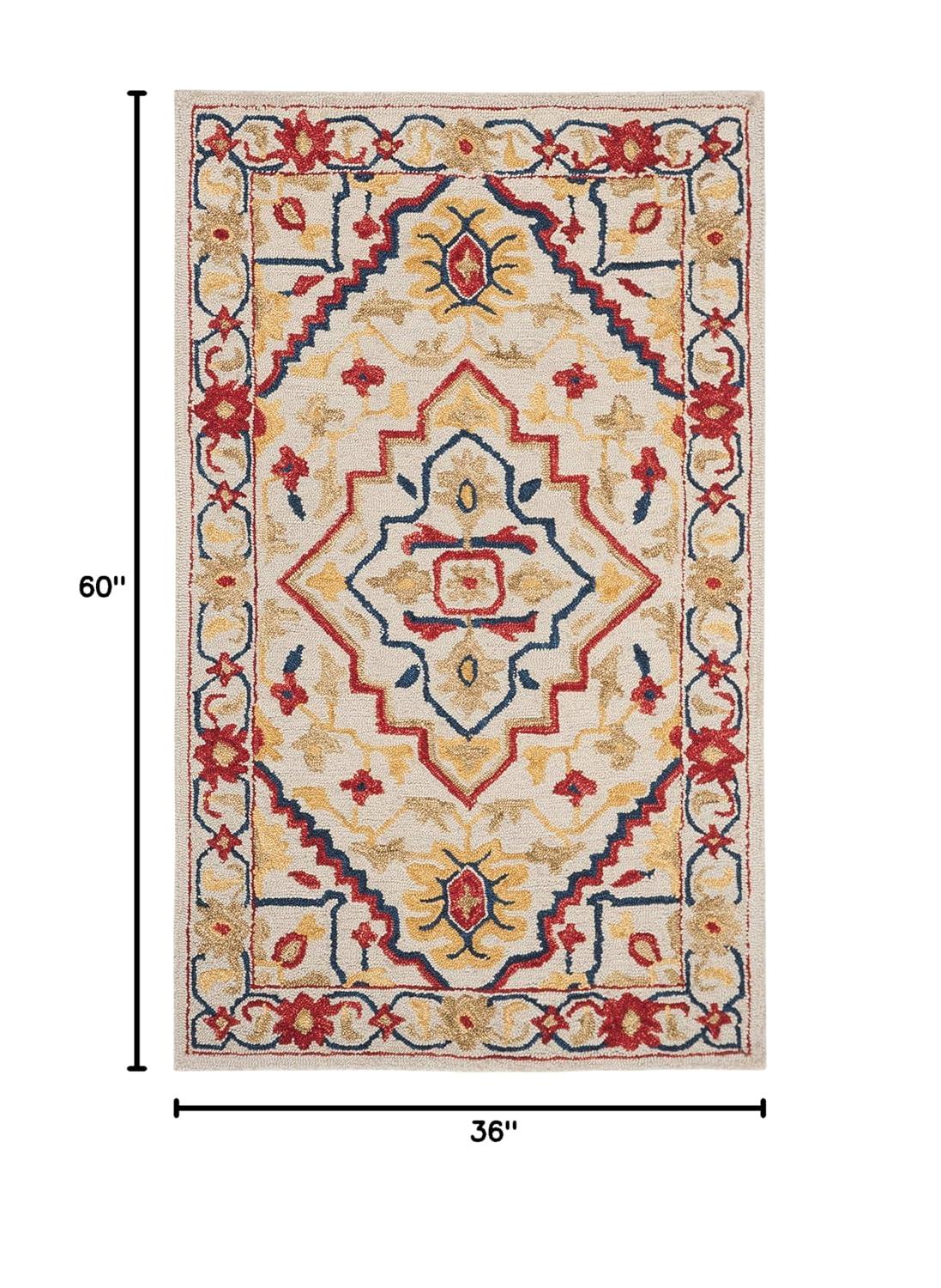 Aspen APN705 Hand Tufted Accent Rug - Ivory/Multi - 3'x5' - Safavieh.