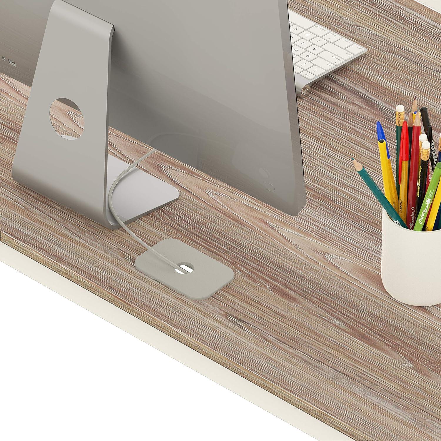 Modern Oak L-Shaped Corner Computer Desk with Cable Management